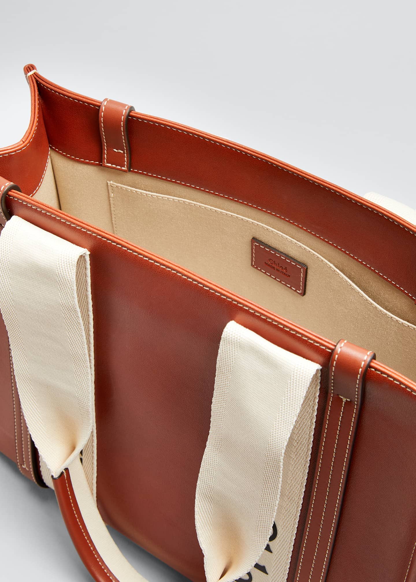 Chloe Woody Medium Logo Canvas/Leather Tote Bag - Bergdorf Goodman