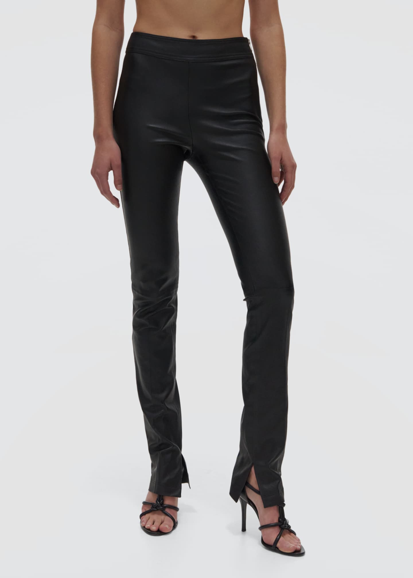 Helmut Lang Slit Leather Straight-Leg Pants - Bergdorf Goodman