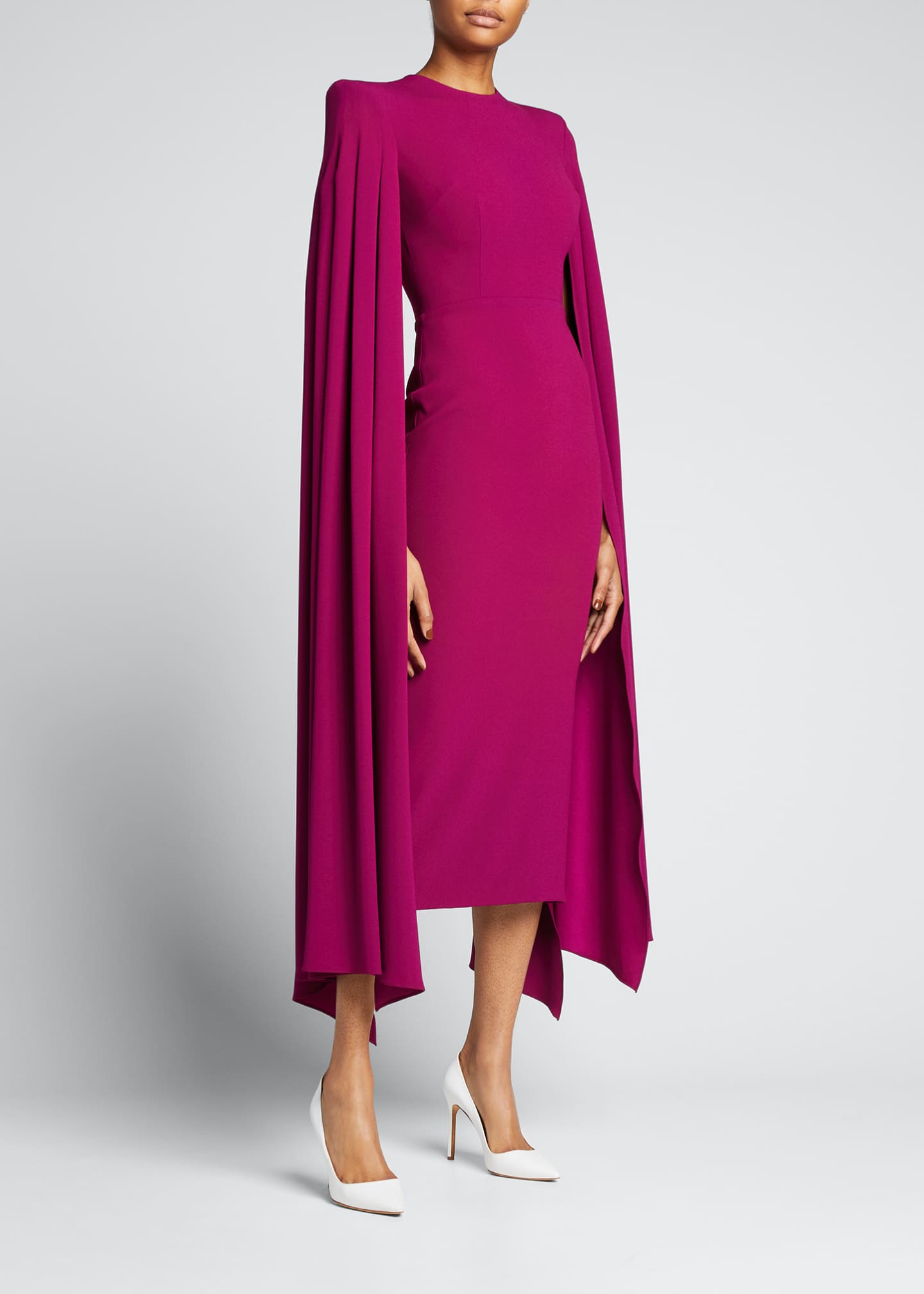 Alex Perry Cape-Sleeve Crepe Midi Dress - Bergdorf Goodman