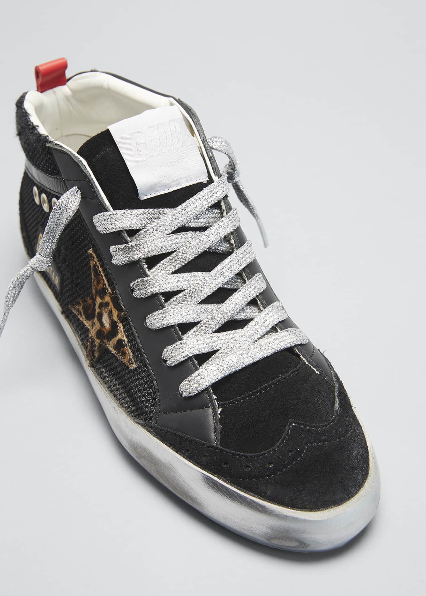 Golden Goose Mid Star Mixed Leather Leopard-Print Sneakers - Bergdorf Goodman