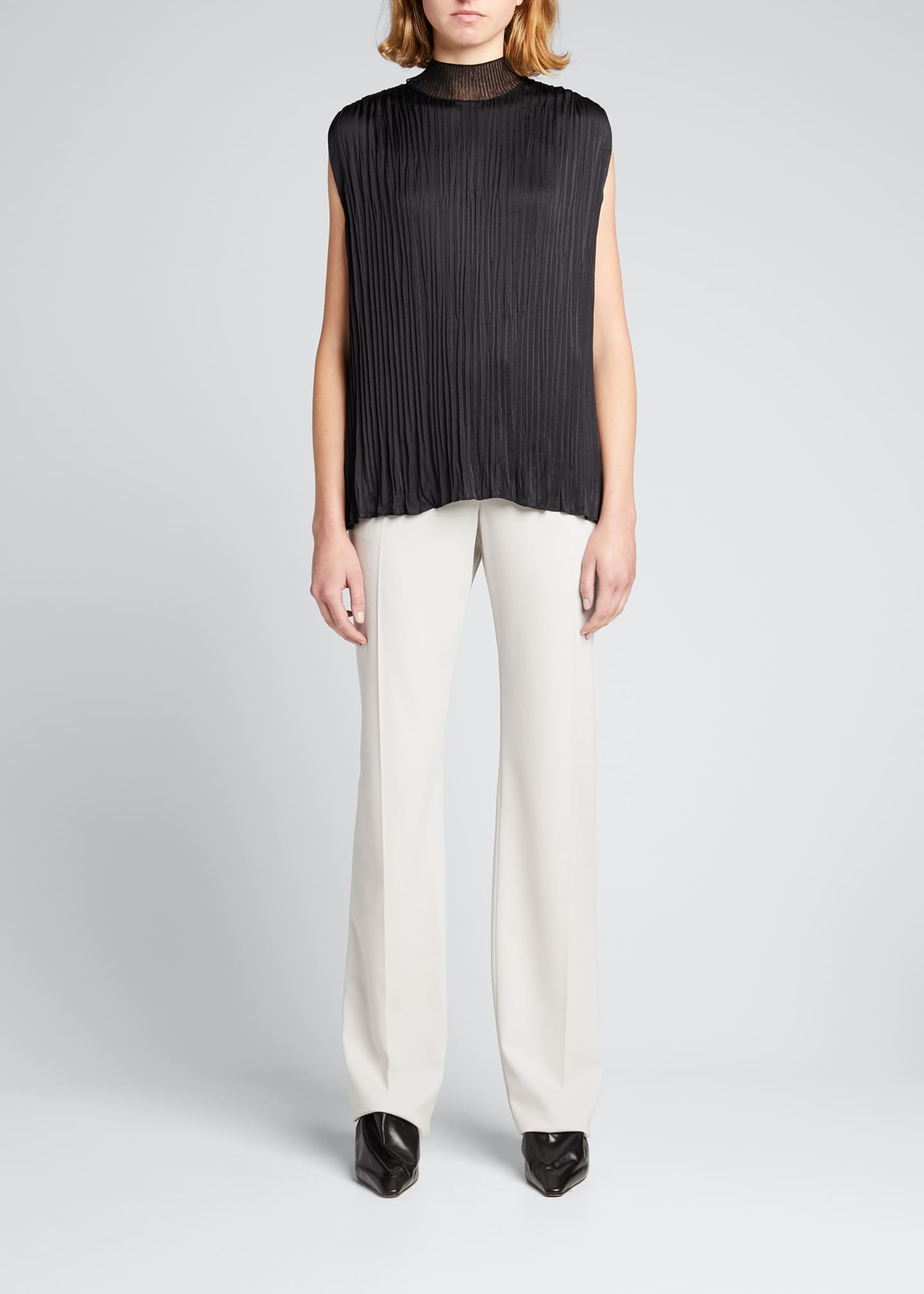 vince mock neck silk shell