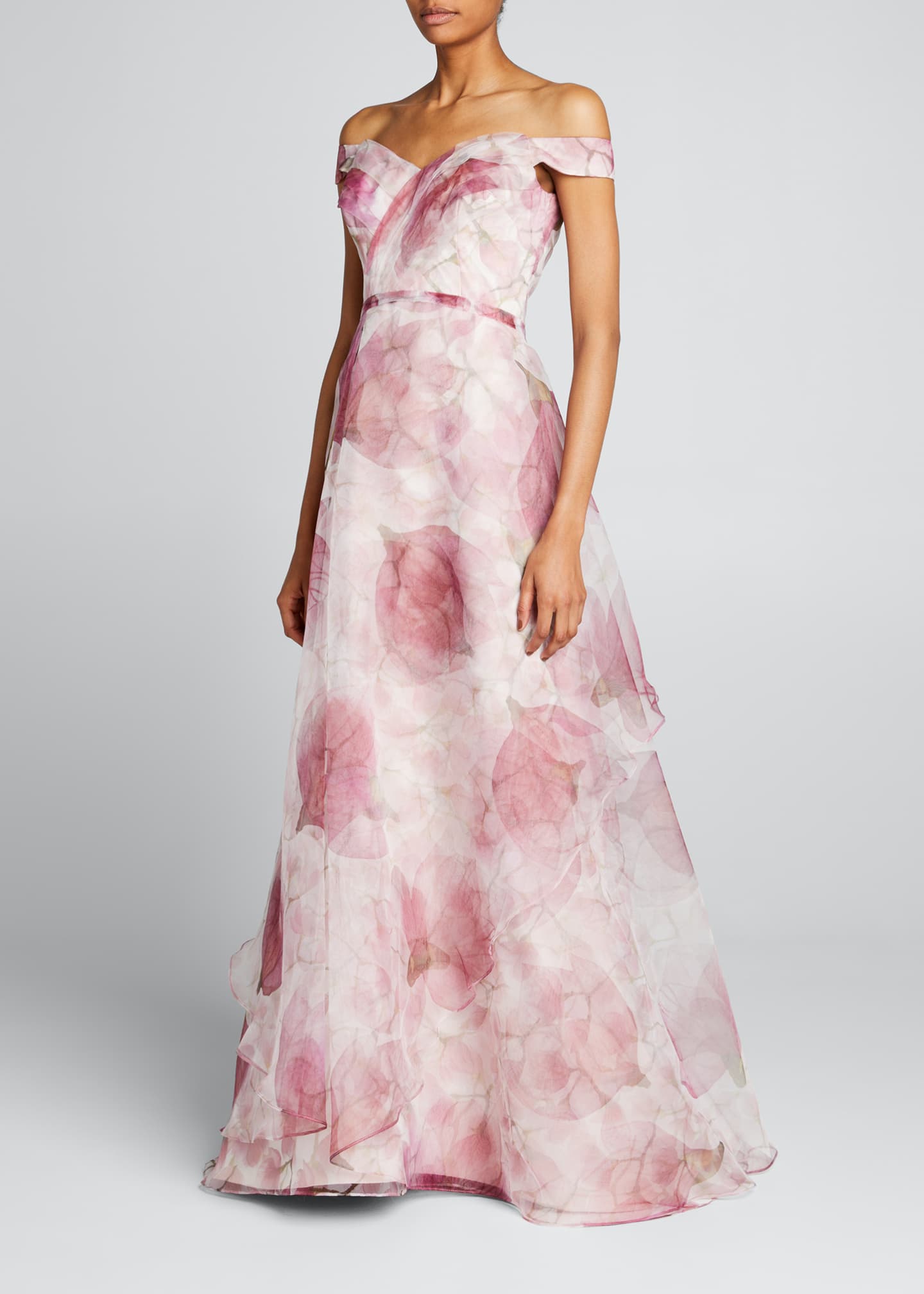 Rene Ruiz OfftheShoulder Floral Organza Gown Bergdorf Goodman