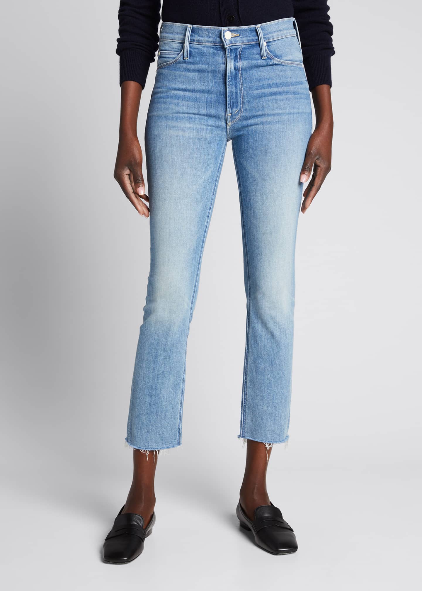 MOTHER The Mid-Rise Dazzler Cropped Fray Jeans - Bergdorf Goodman
