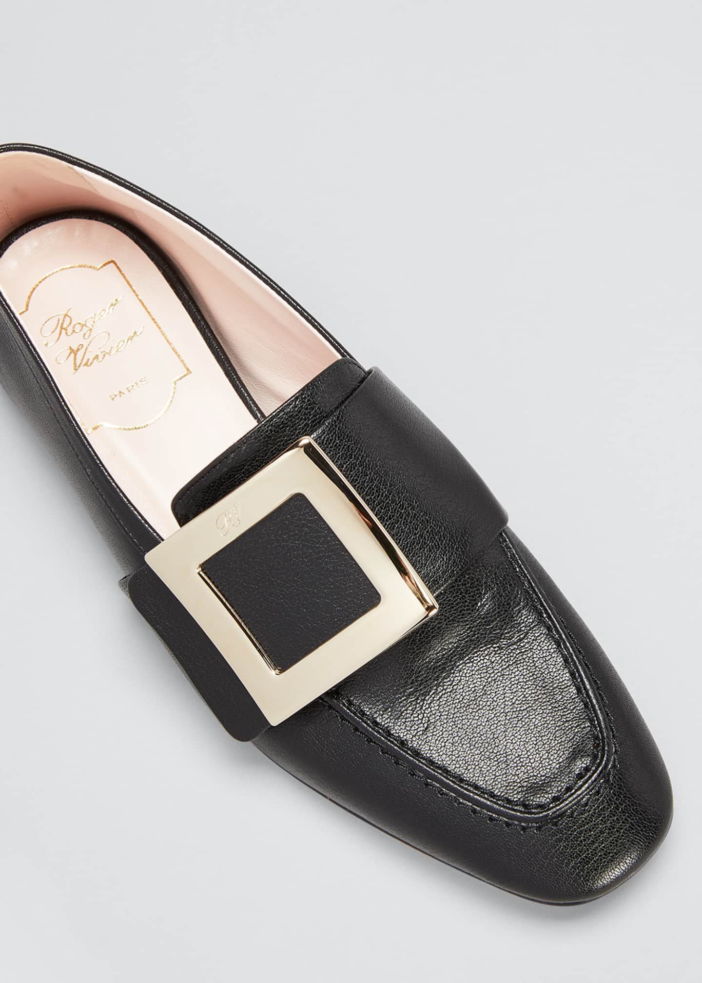 Image 3 of 3: 10mm Leather Buckle Flat Loafers