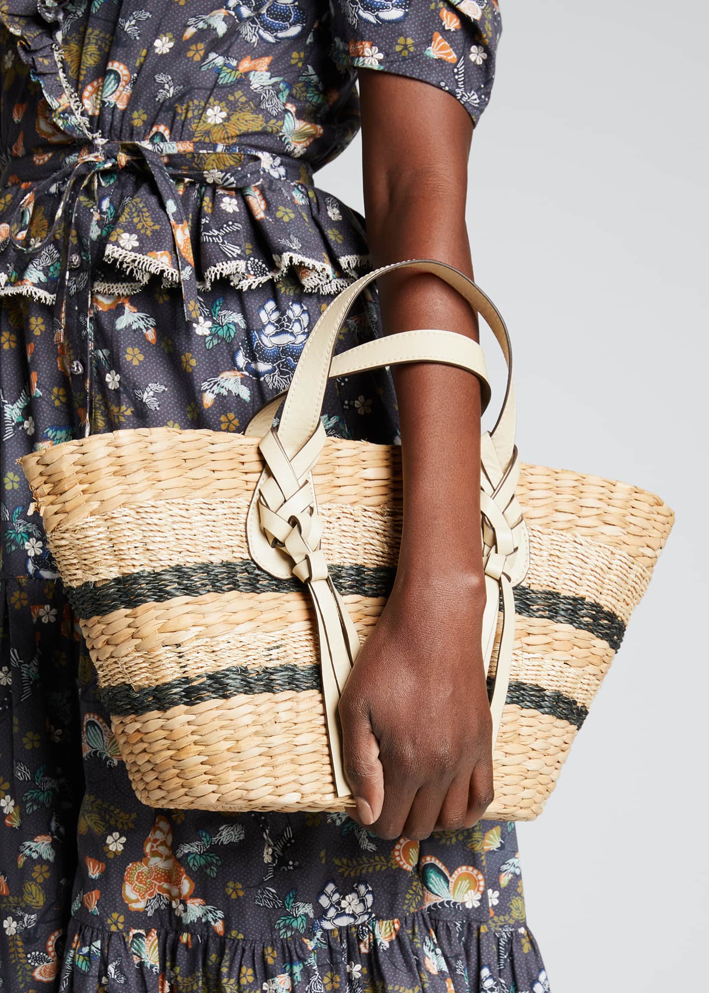 Ulla Johnson Small Seaview Striped Straw Carryall Tote Bag Bergdorf