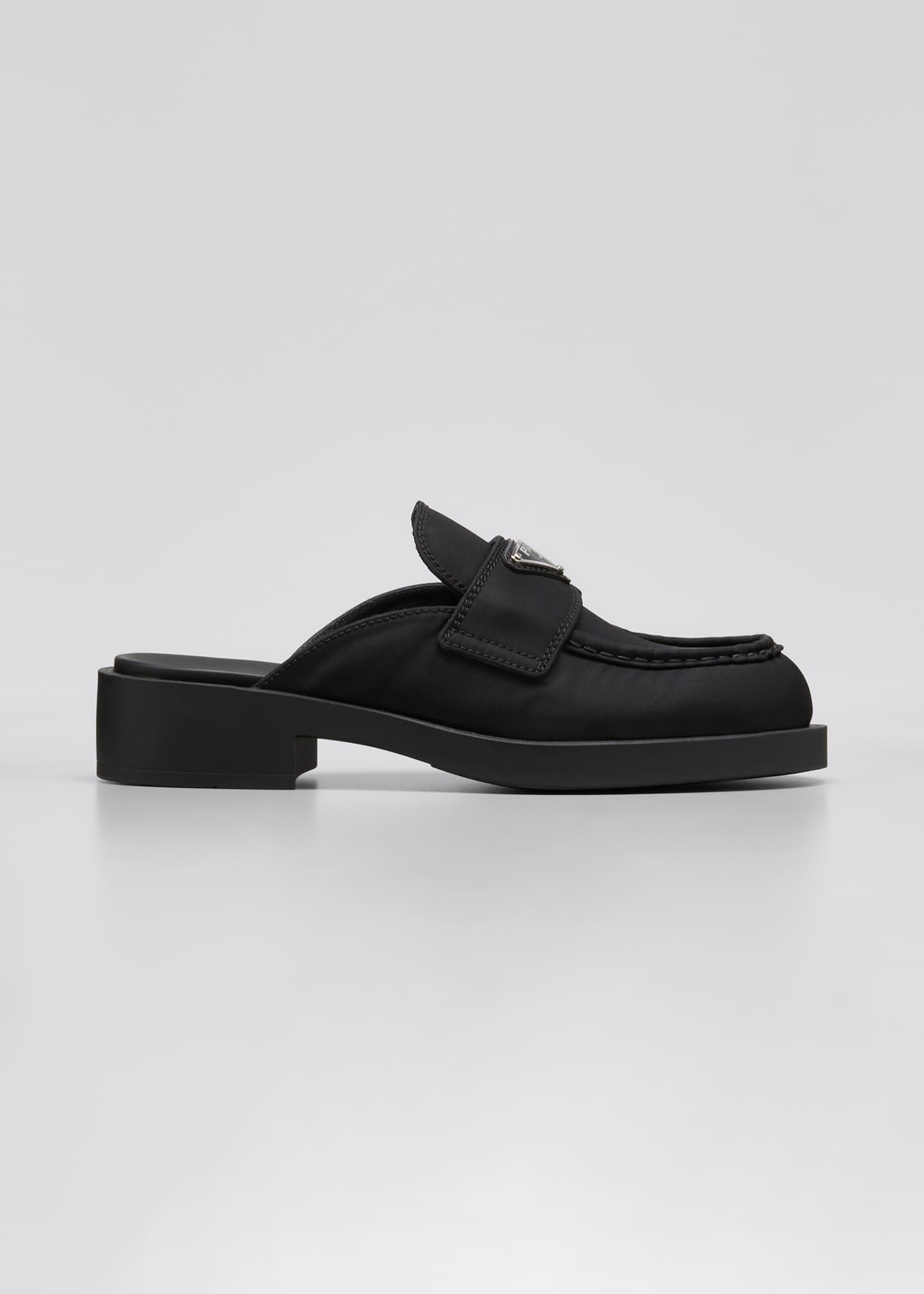 Prada Nylon Sabot Loafer Logo Mules - Bergdorf Goodman