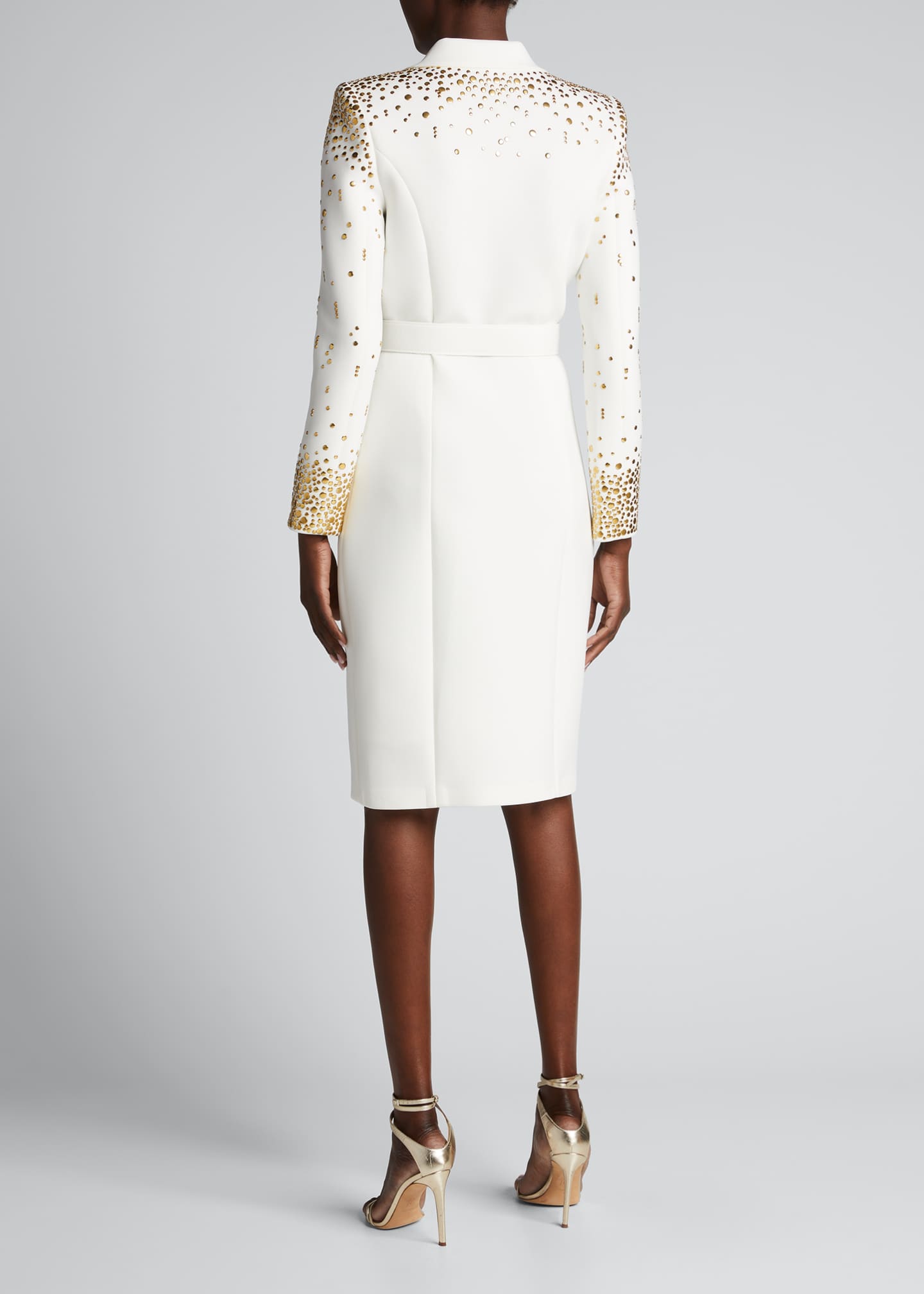 Badgley Mischka Collection Embellished Scuba Dress w/ Belt Bergdorf