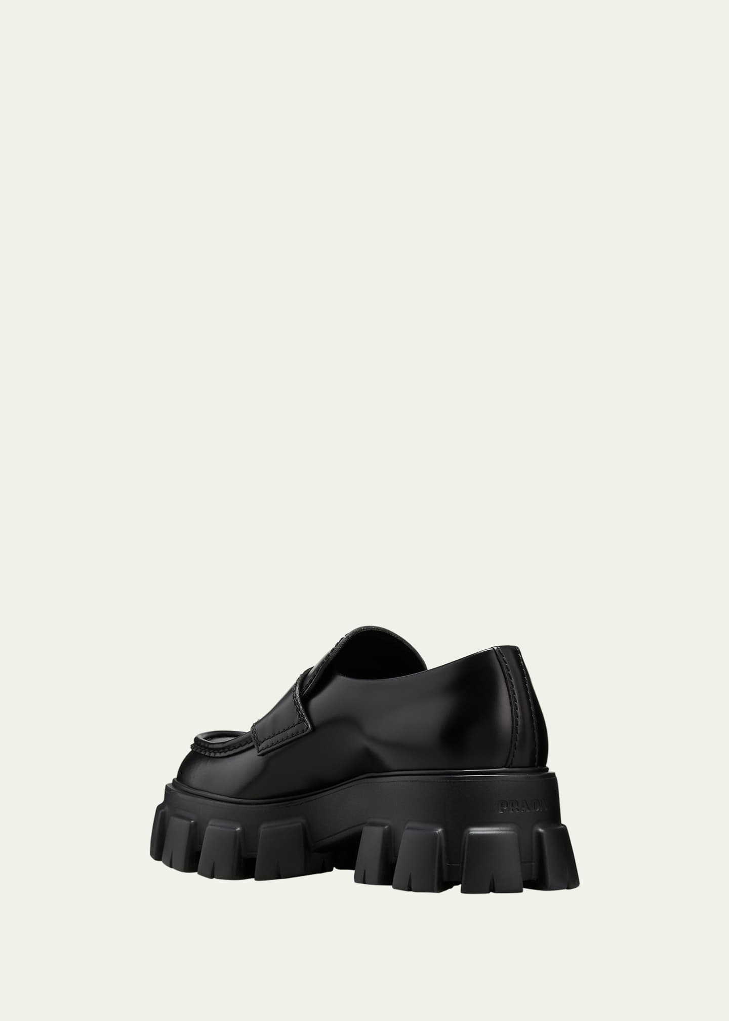 monolith brushed leather pointed loafers