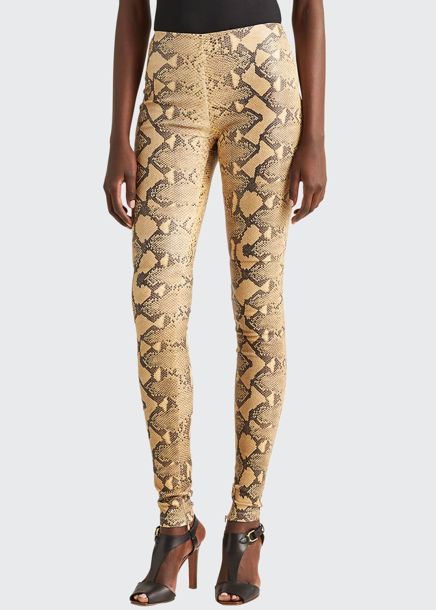 Ralph Lauren Collection Eleanora Snake-Print Leather Pants - Bergdorf ...