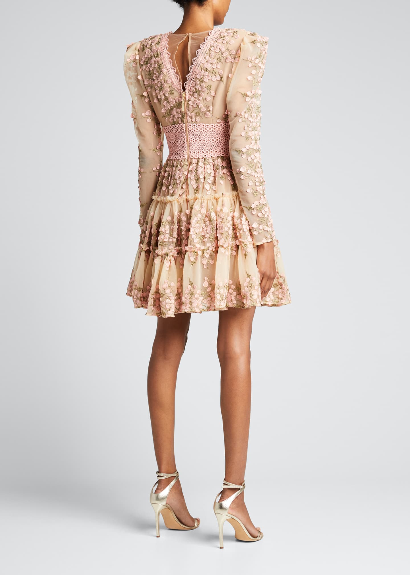 Bronx and Banco Megan Lace Floral-Applique Mini Dress - Bergdorf Goodman