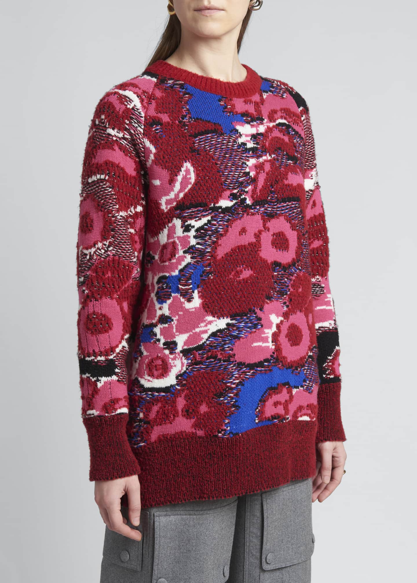 Stella McCartney Floral Jacquard Oversized Wool Sweater - Bergdorf Goodman