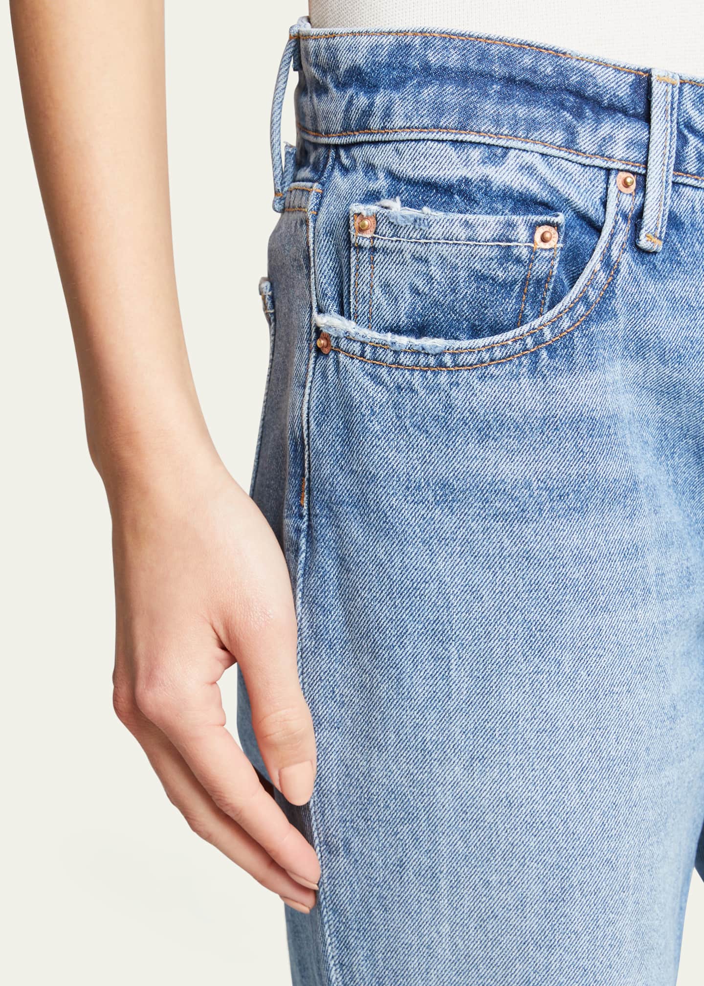 GRLFRND Hailey Low-Rise Straight Jeans with Splits - Bergdorf Goodman