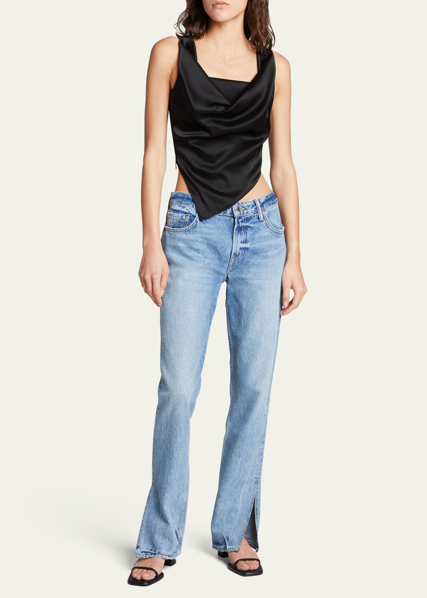 Hailey Low-Rise Straight Jeans with Splits