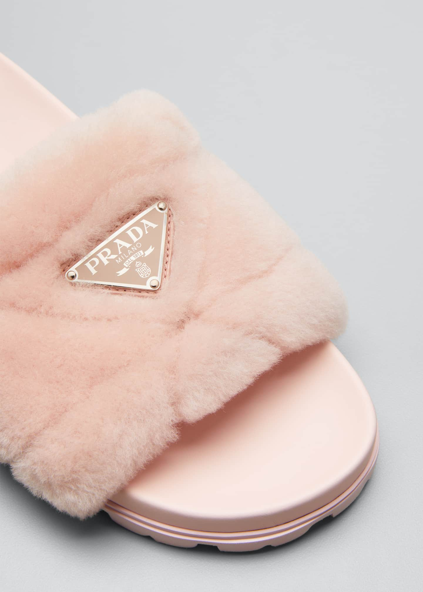 Prada Fussbet Shearling Slide Slippers - Bergdorf Goodman