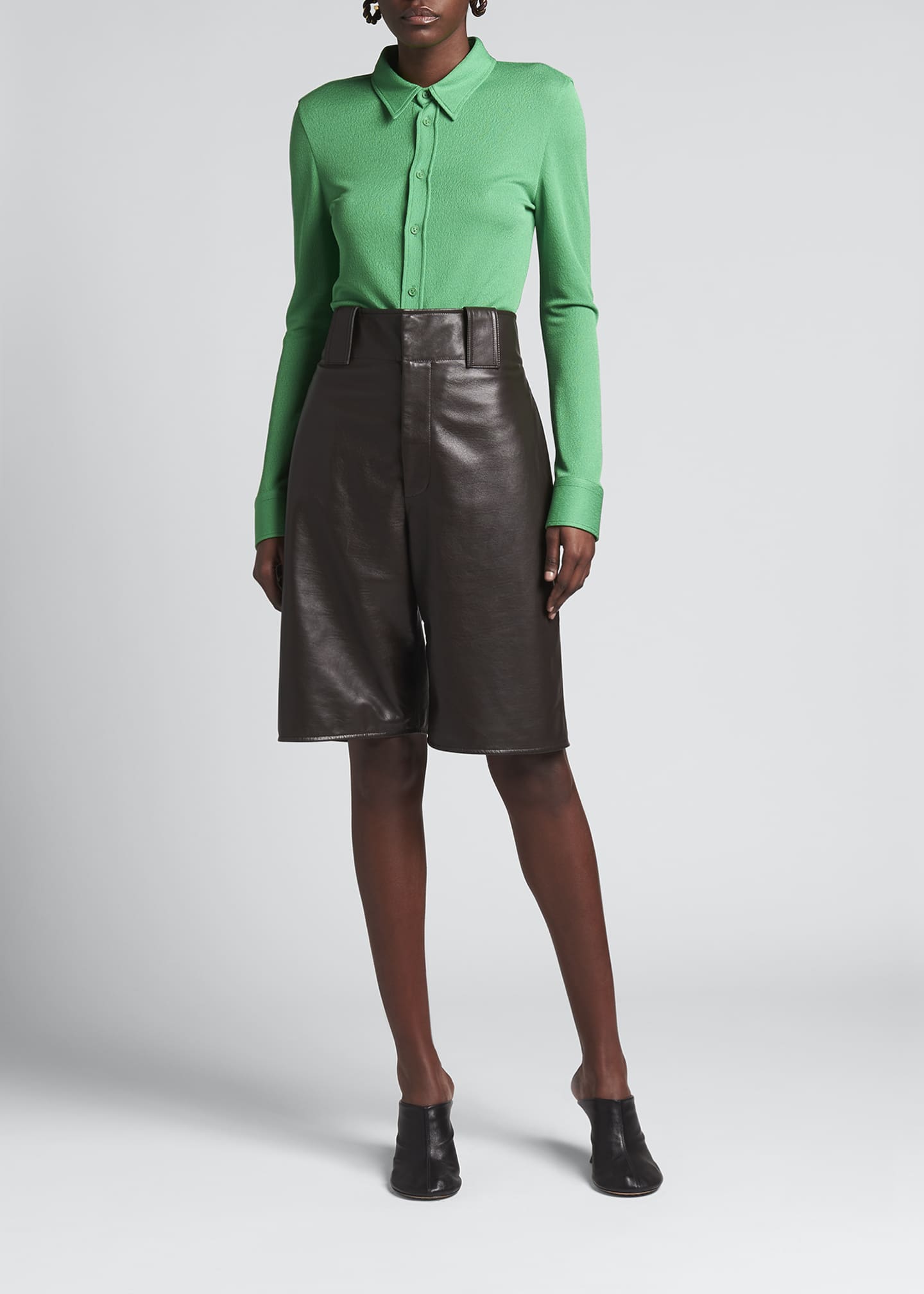 Bottega Collared Jersey Sable Shirt Bergdorf Goodman