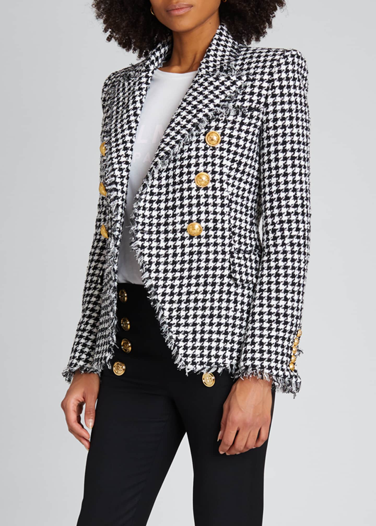 Balmain 6Button Houndstooth Tweed Jacket Bergdorf Goodman