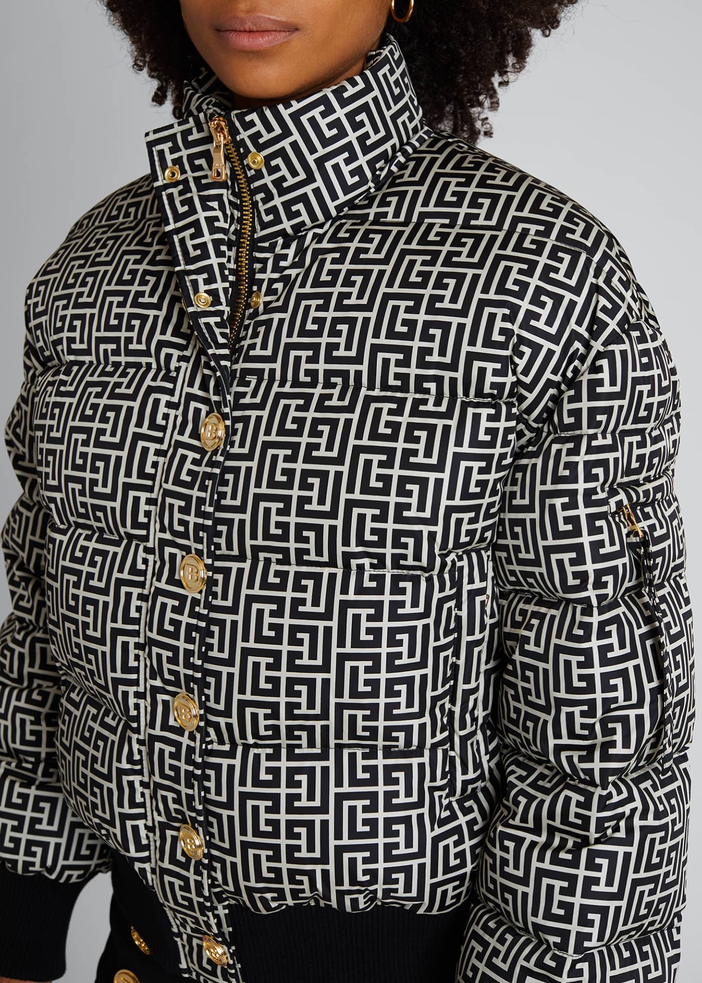 Balmain Monogram Cropped Puffer Jacket - Bergdorf Goodman