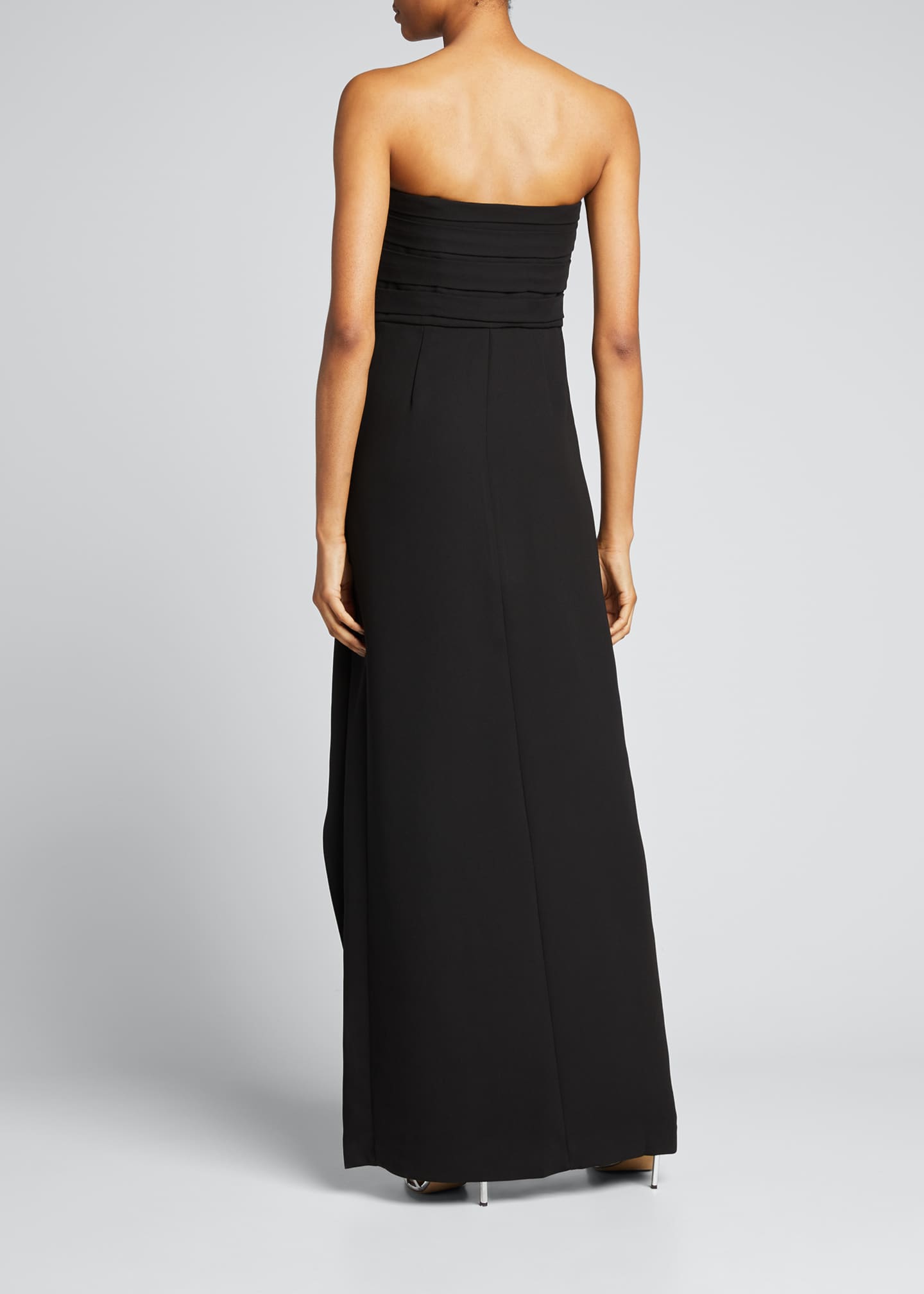 halston violet strapless crepe gown