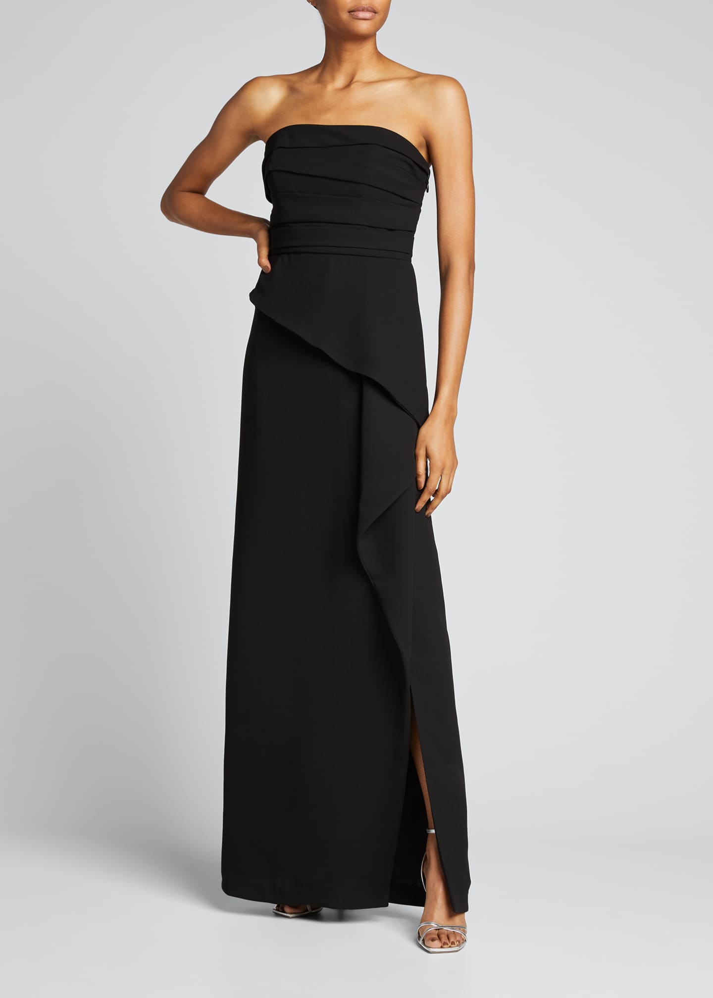 halston violet strapless crepe gown