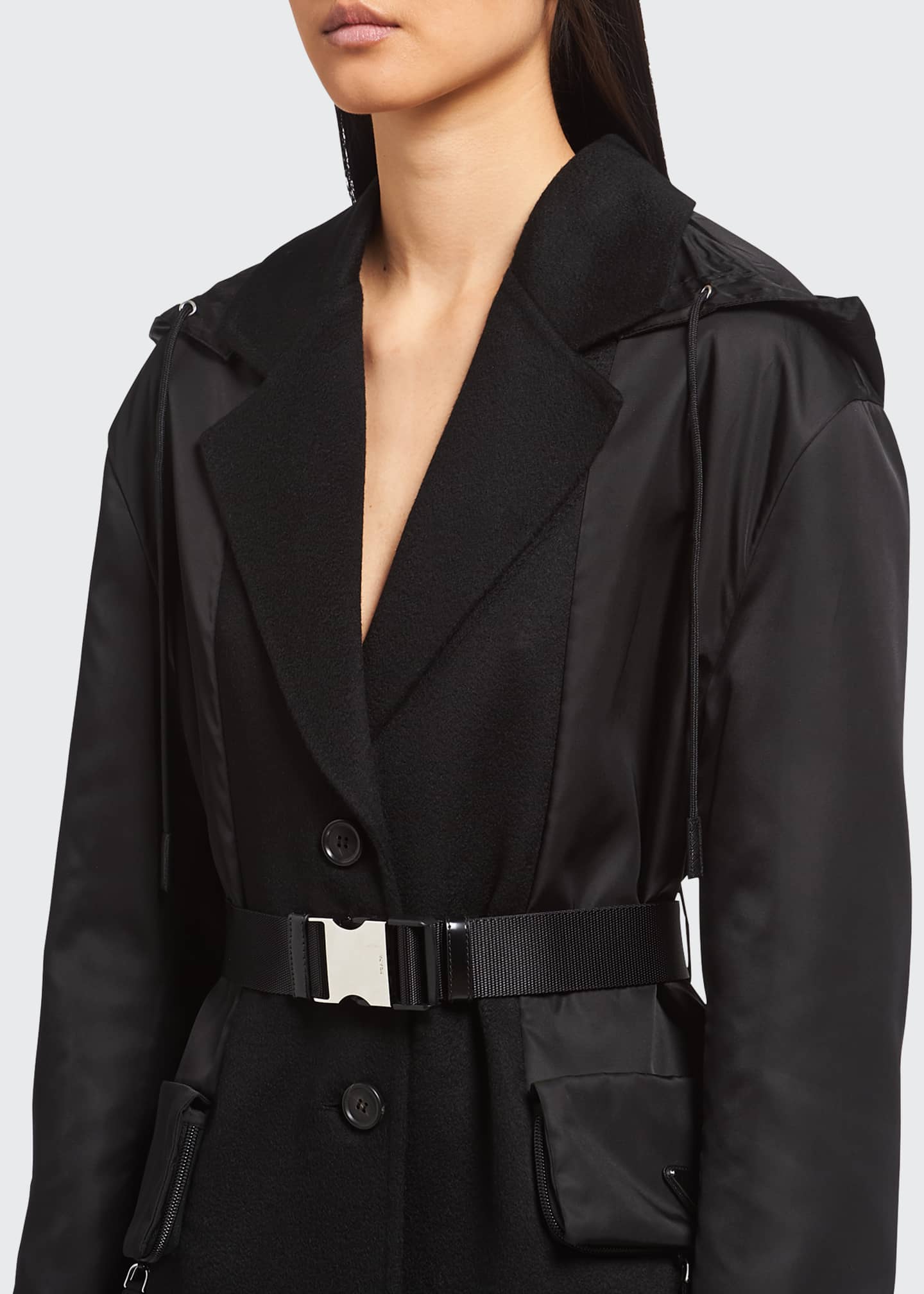 Prada MixedMedia Hooded Cashmere Coat Bergdorf Goodman