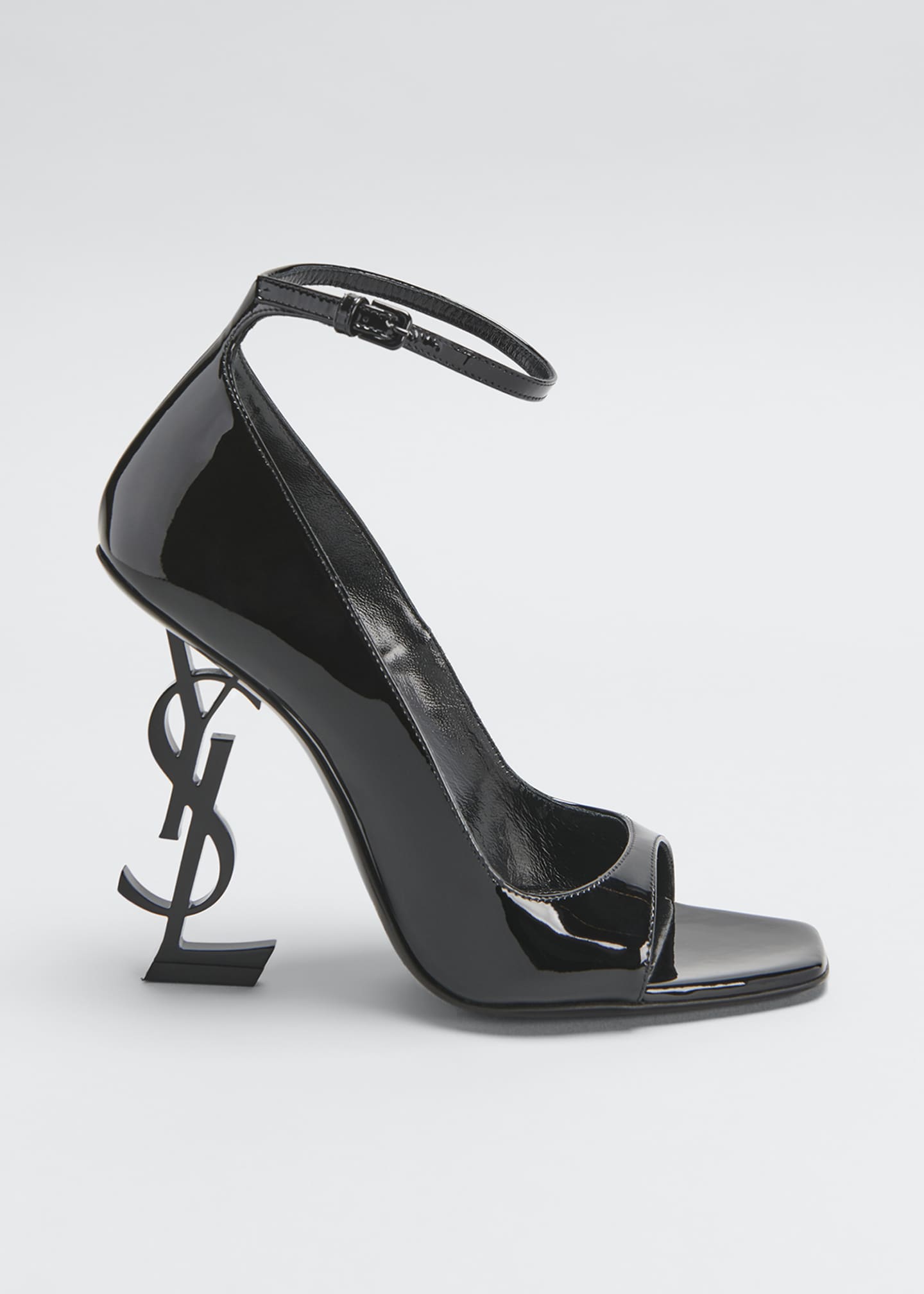 Saint Laurent Opyum Patent YSL Logo-Heel Sandals - Bergdorf Goodman