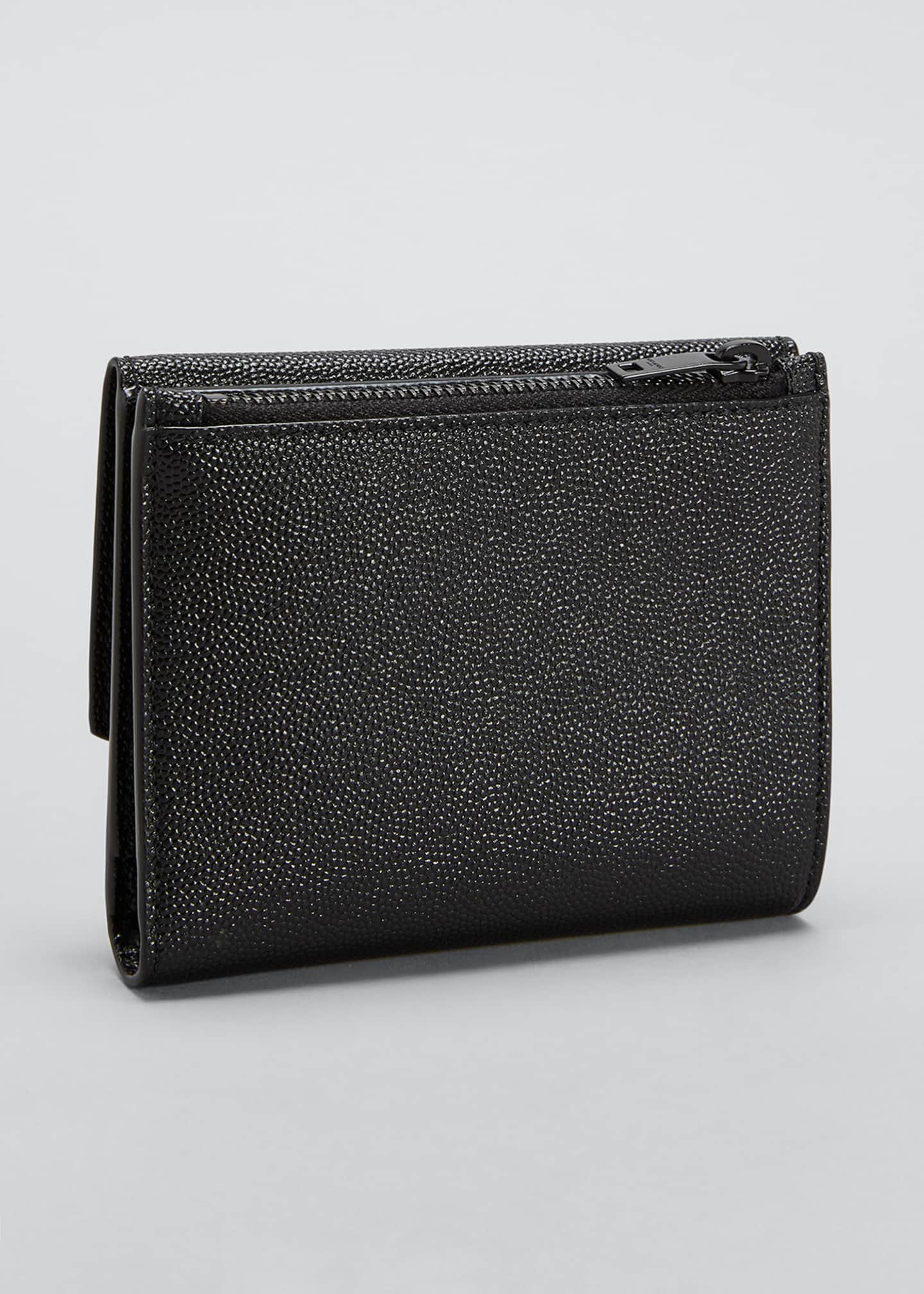 Saint Laurent Uptown Grained YSL Compact Wallet Bergdorf Goodman