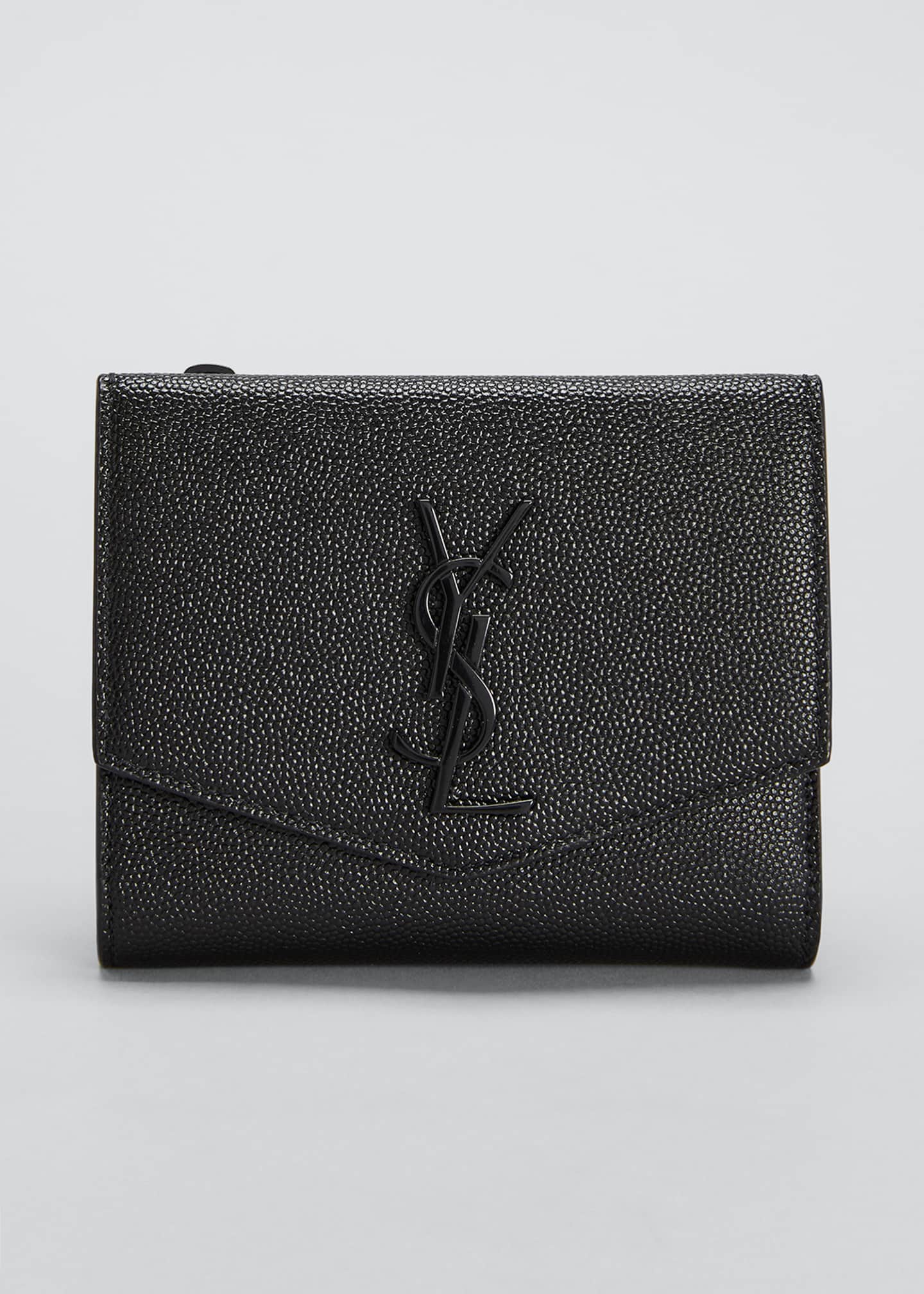 Saint Laurent Uptown Grained YSL Compact Wallet Bergdorf Goodman