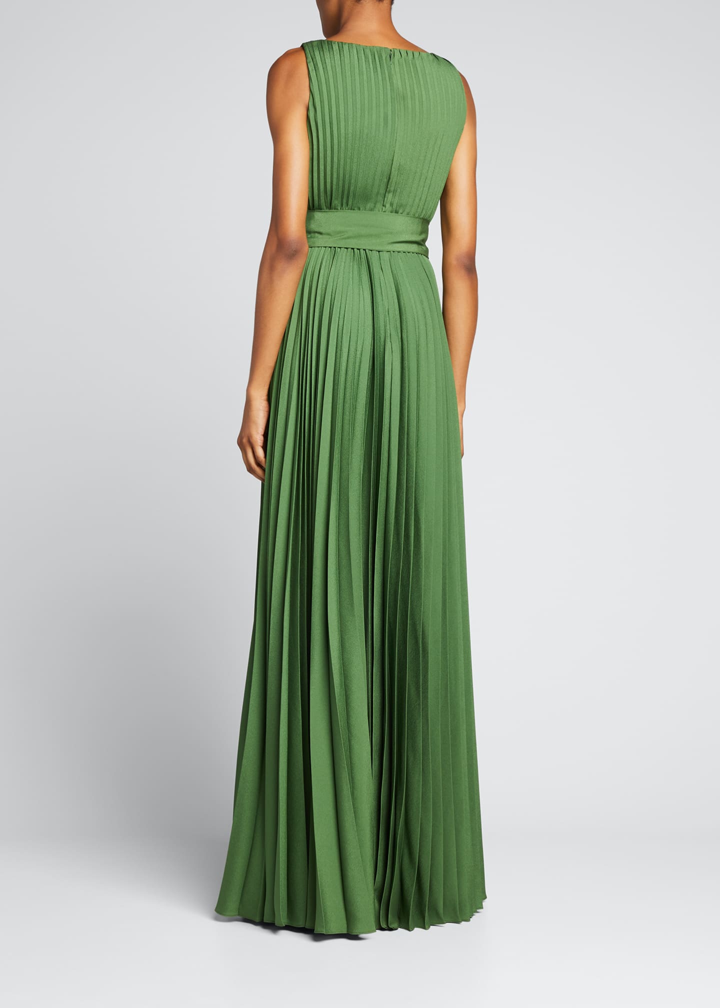 badgley mischka pleated gown