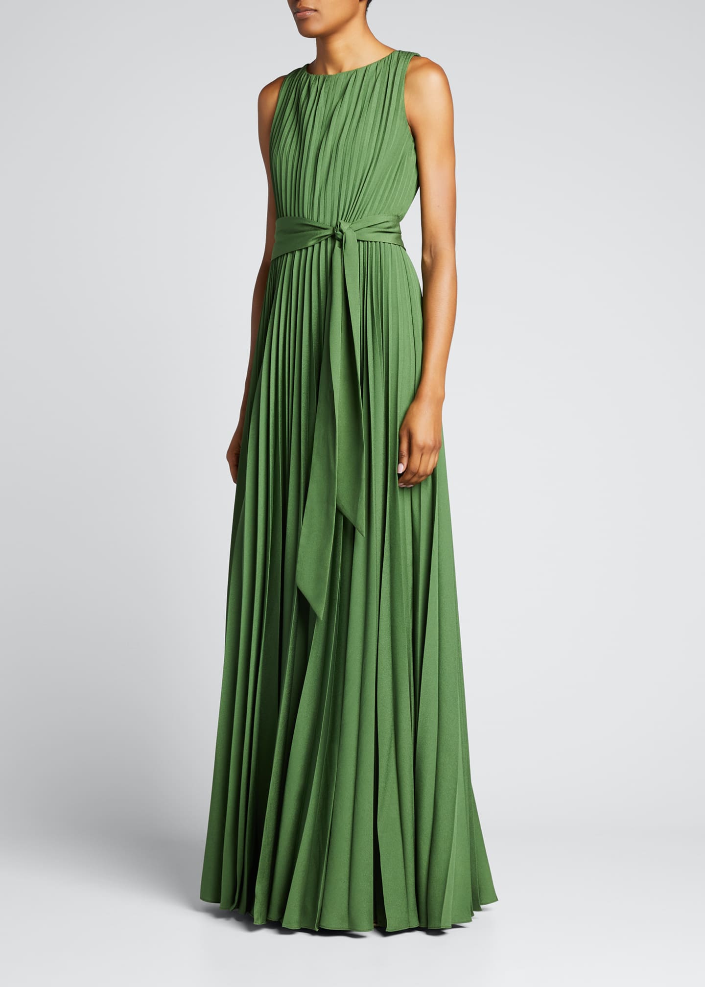 Badgley Mischka Collection Sunburst Pleated Sleeveless Gown - Bergdorf ...