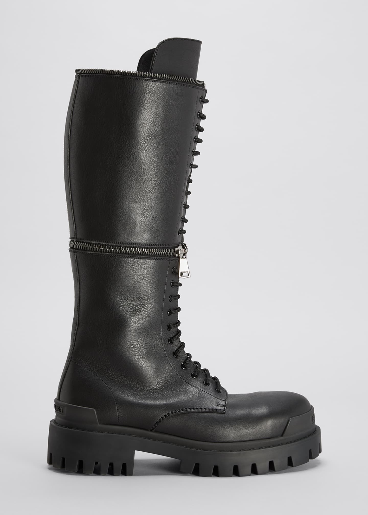 Balenciaga Master Leather Tall Zip Combat Boots - Bergdorf Goodman