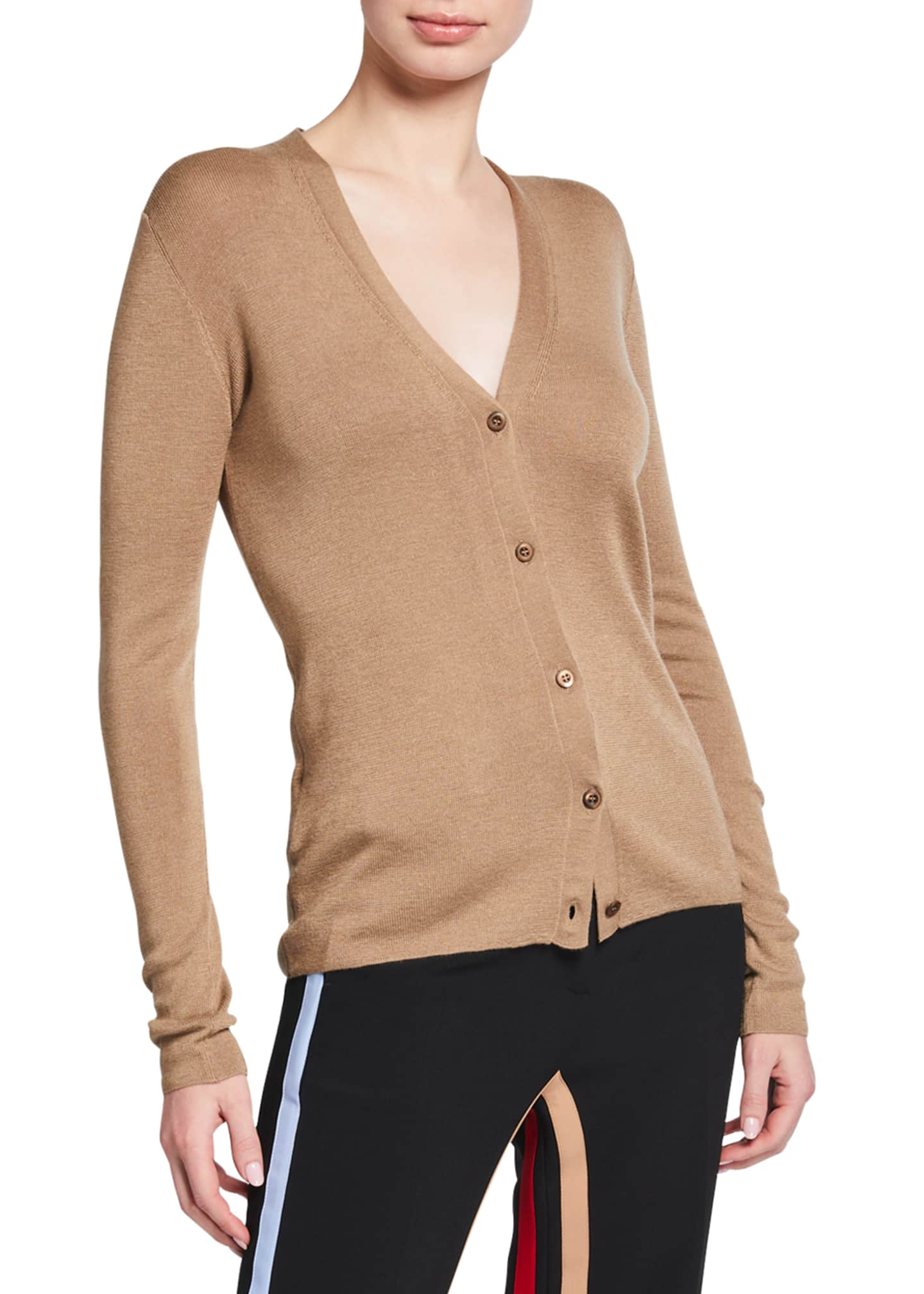 Prada Knit VNeck CashmereSilk Cardigan Bergdorf Goodman