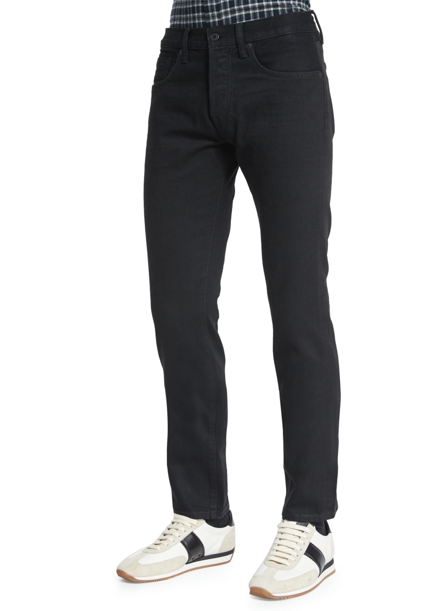 TOM FORD Regular-Fit Resin-Coated Selvedge Jeans, Black - Bergdorf Goodman