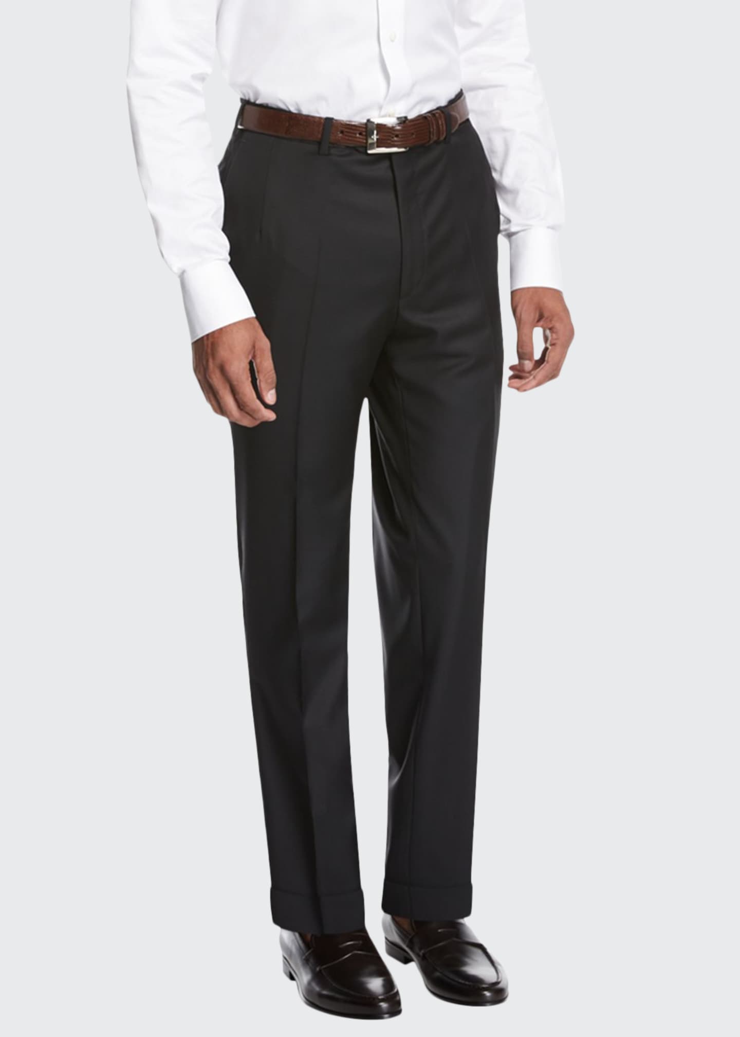 high rise flat front trousers