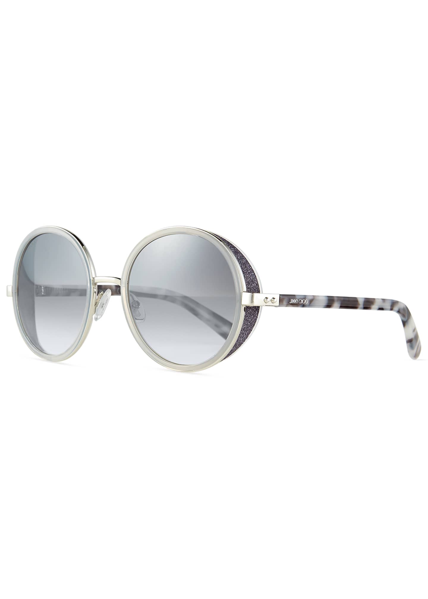 Jimmy Choo Andie Round GlitterTrim Sunglasses Bergdorf Goodman