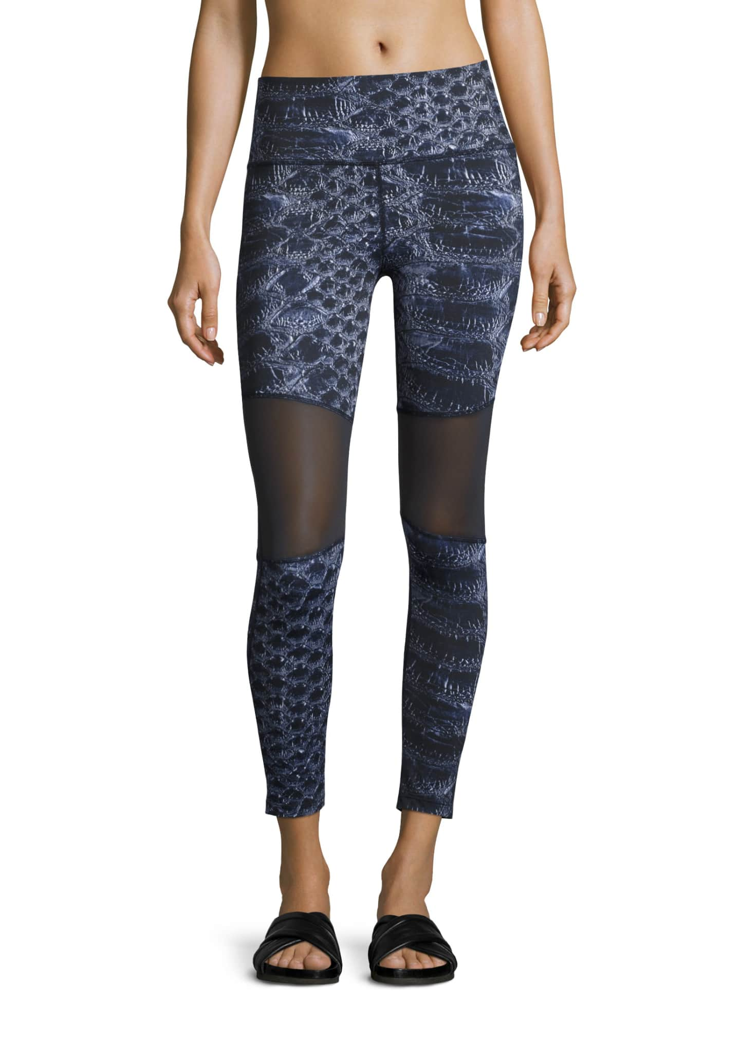 Mid-Rise Mesh-Panel Compression Leggings for Women