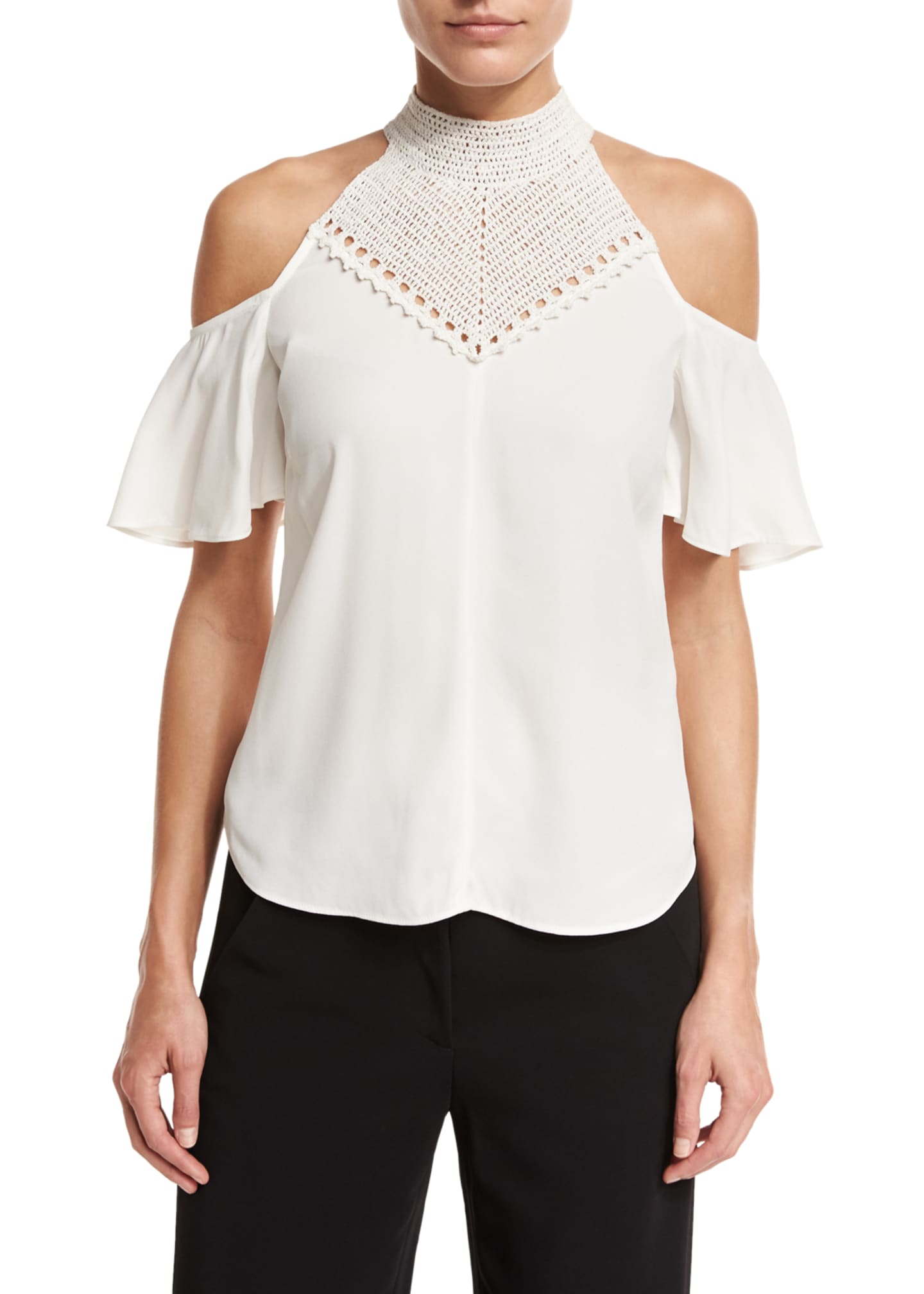 Cold shoulder on sale chiffon tops