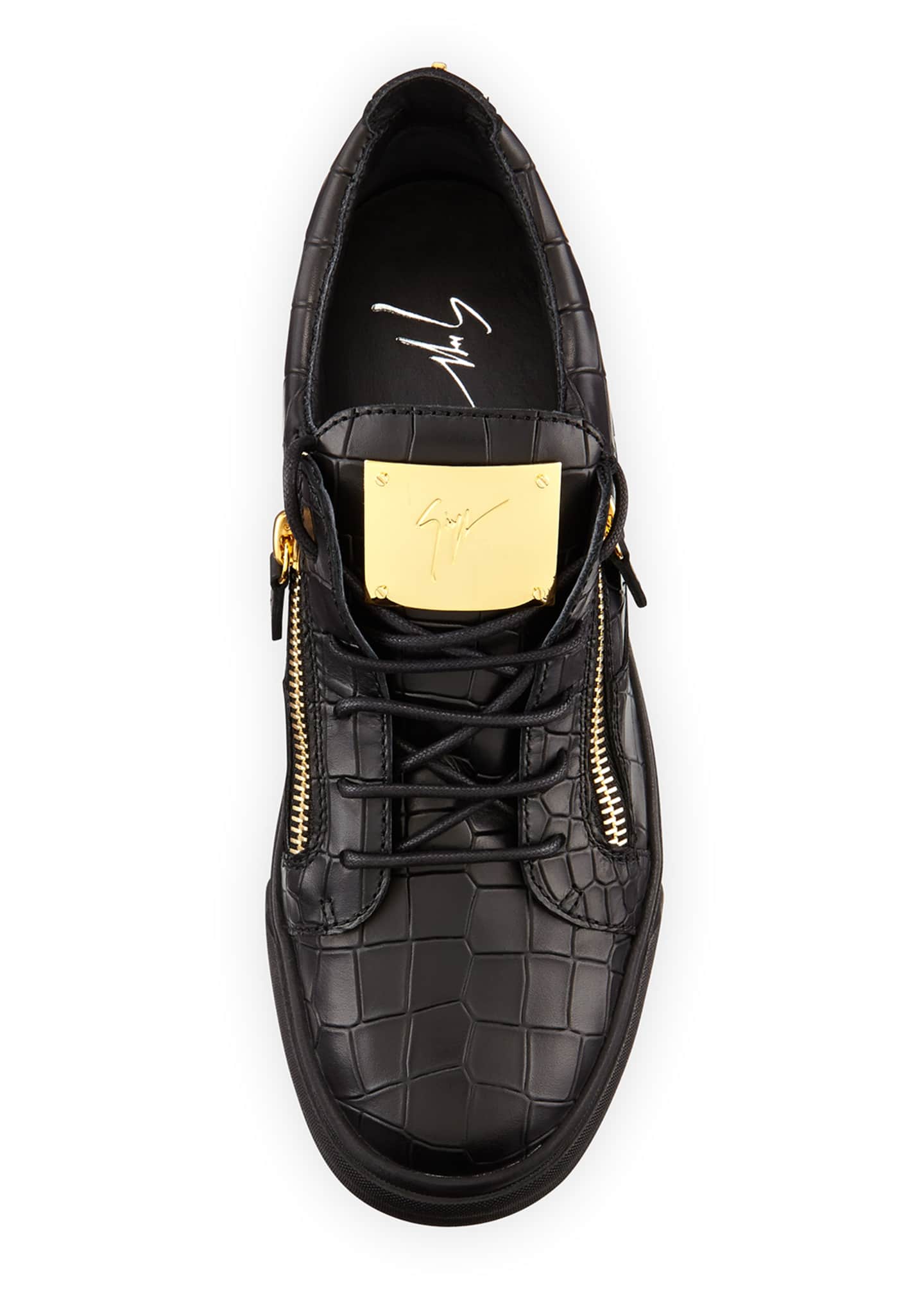 Giuseppe Zanotti Men's Crocodile-Embossed Leather Mid-Top Sneakers