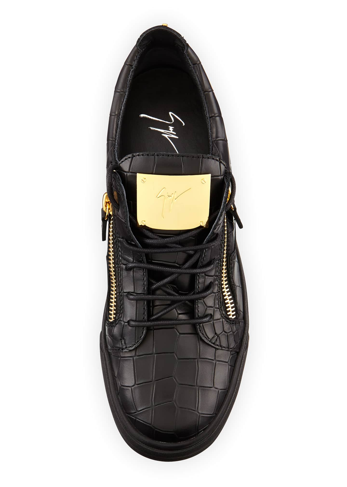 Giuseppe Zanotti Croc-Embossed Low-Top Sneakers, Black - Bergdorf Goodman