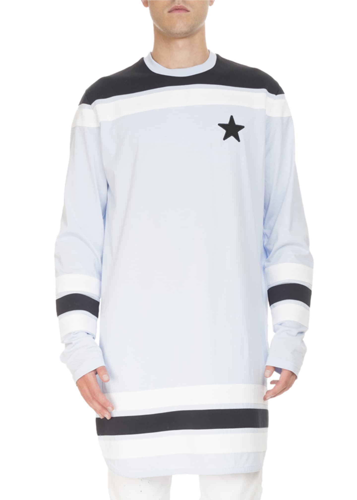 Givenchy Contrast-Detail Long-Sleeve Baseball Bergdorf Goodman