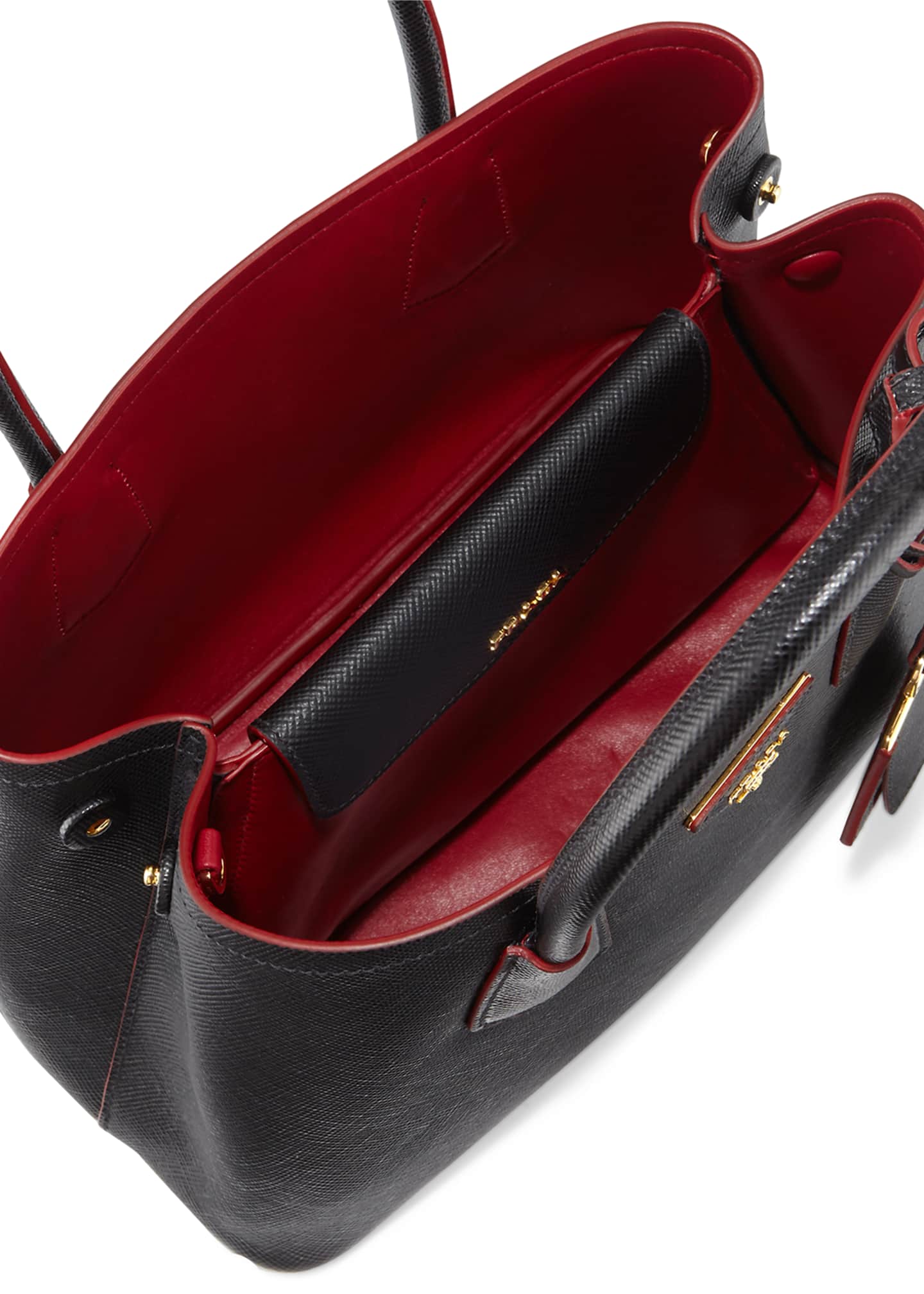 Saffiano Leather Small Double Bag