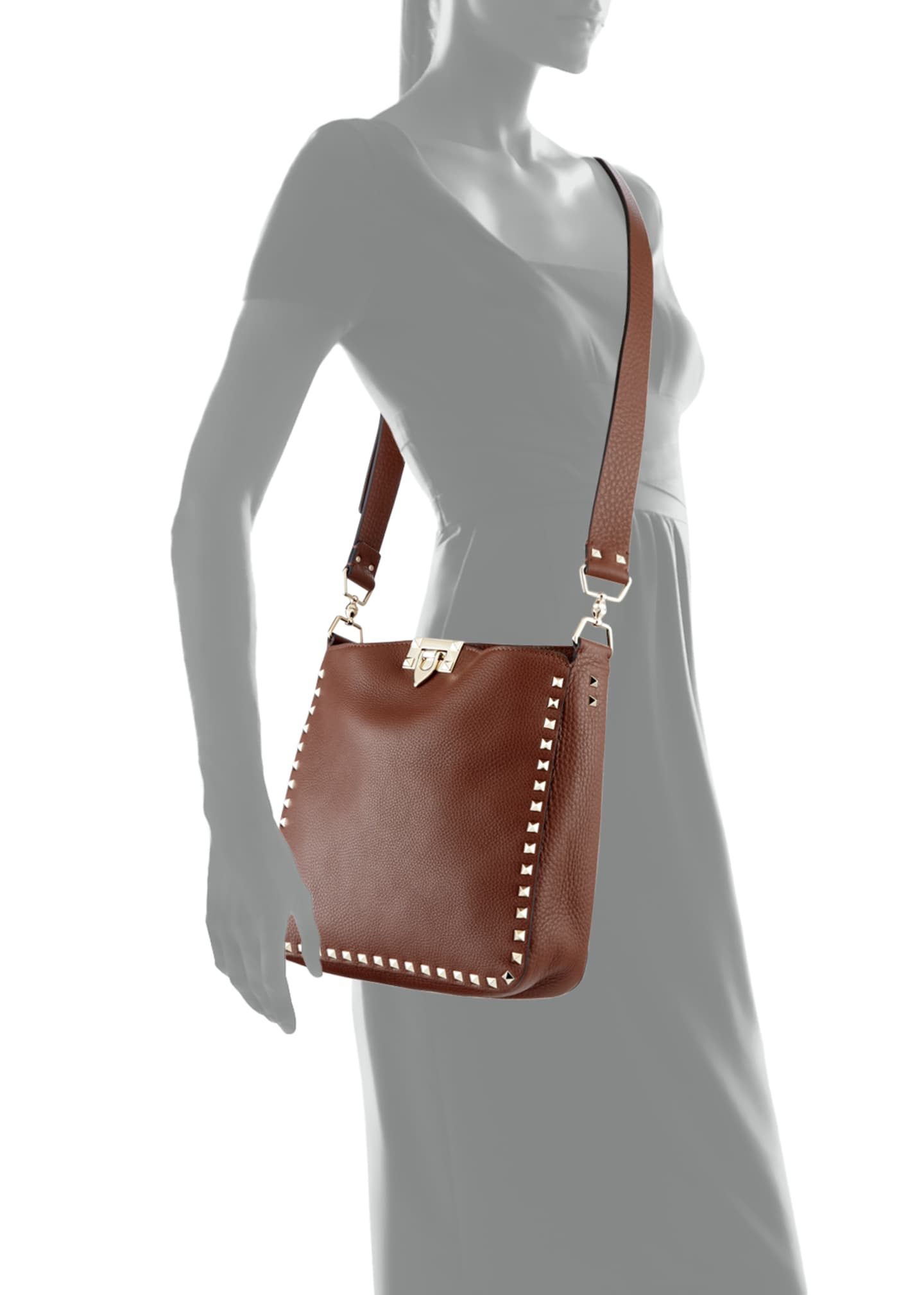 Valentino Garavani Rockstud Small Leather Hobo Bag Bergdorf Goodman