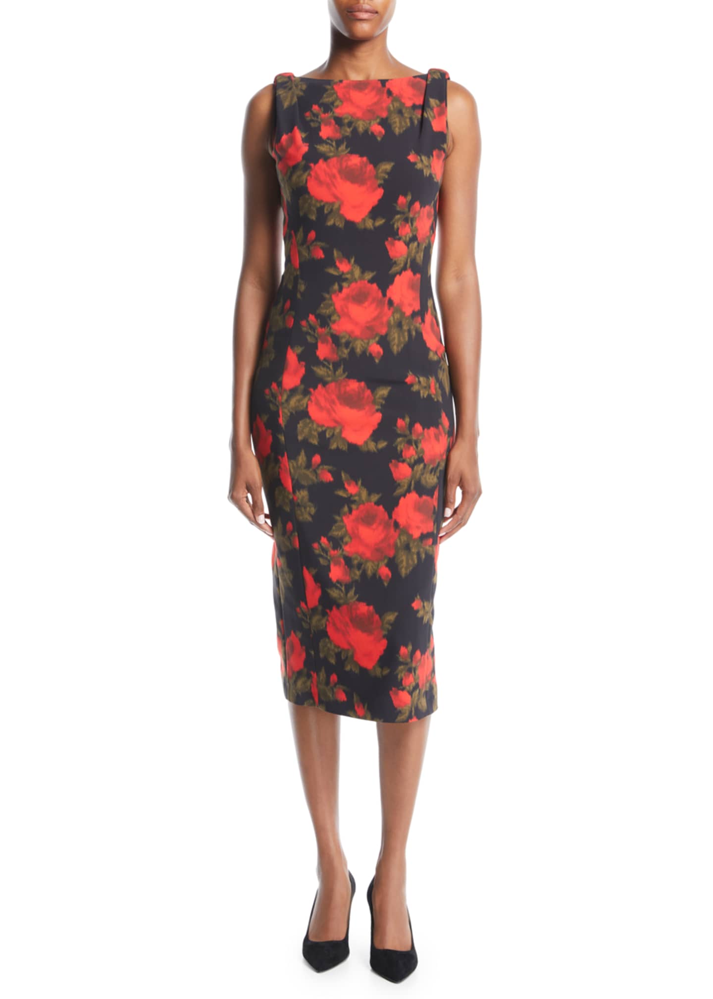 sleeveless midi sheath dress