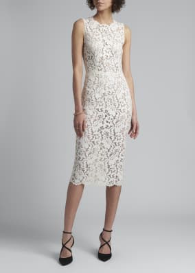 Lace Scallop-Trim Midi Dress