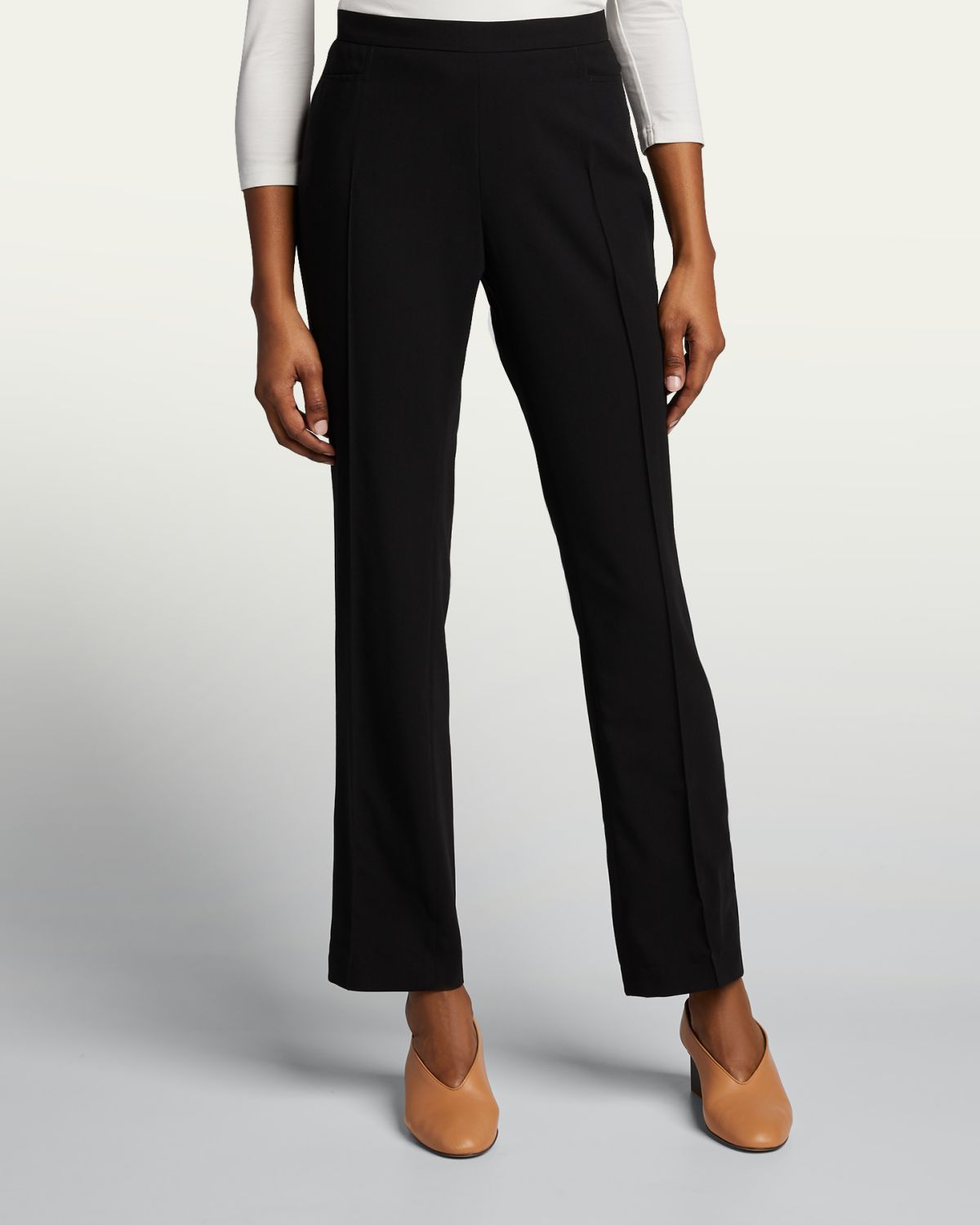 Akris punto Francoise Slim-Straight Pants, Black | Thumbnail 2
