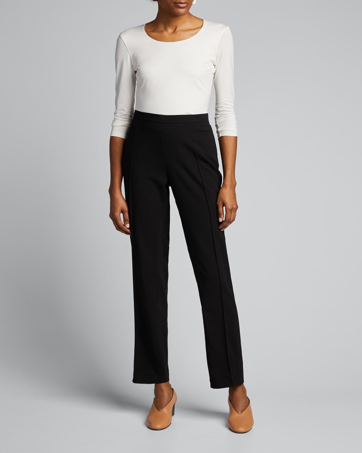Akris punto Francoise Slim-Straight Pants, Black
