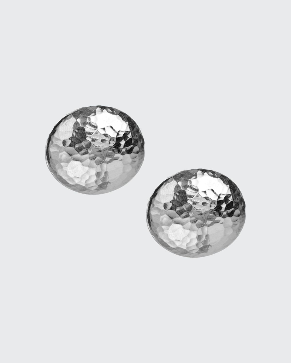 Ippolita Hammered Button Stud Clip Earrings in Sterling Silver