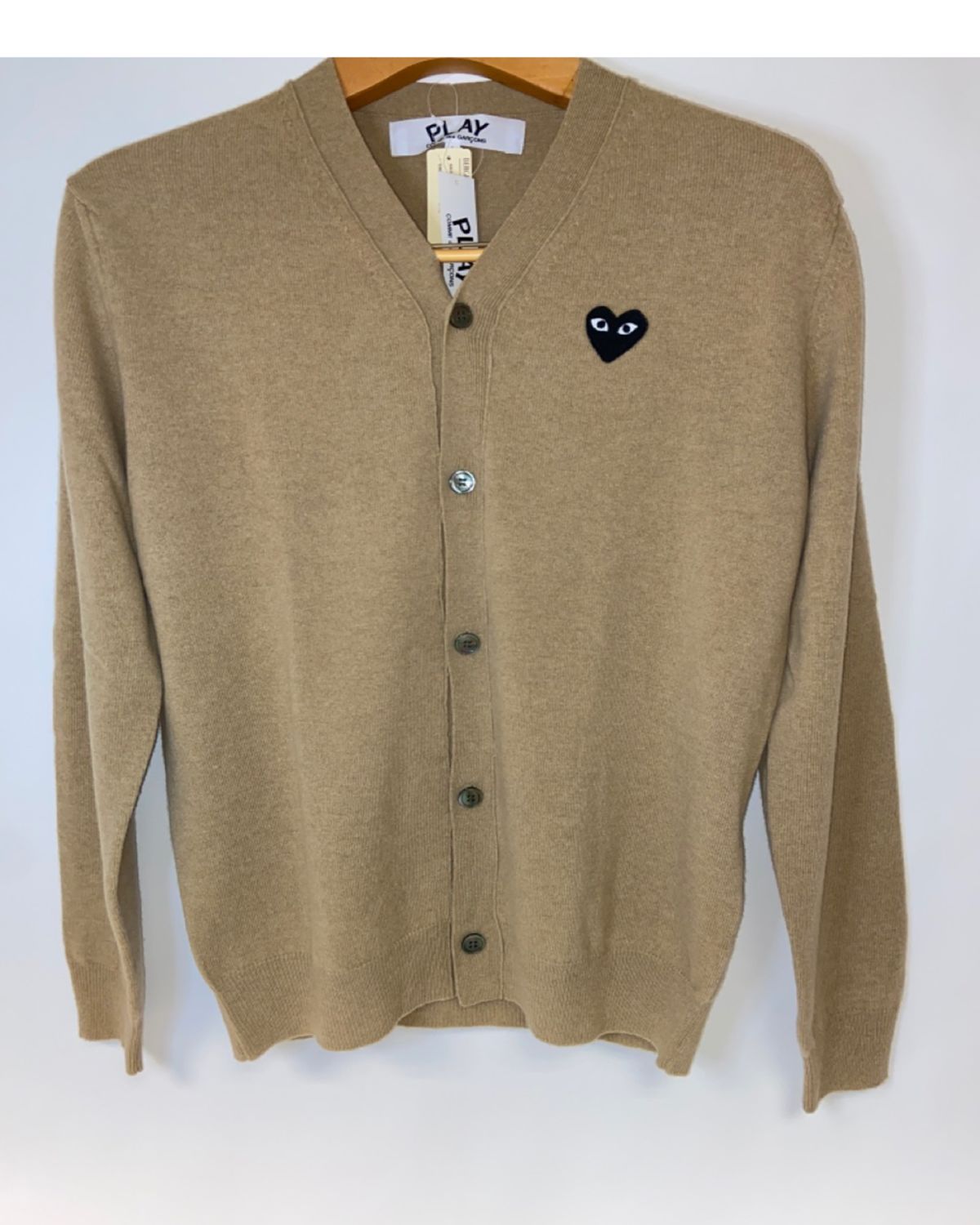 Comme des Garcons Men's Small Black Heart Cardigan Sweater