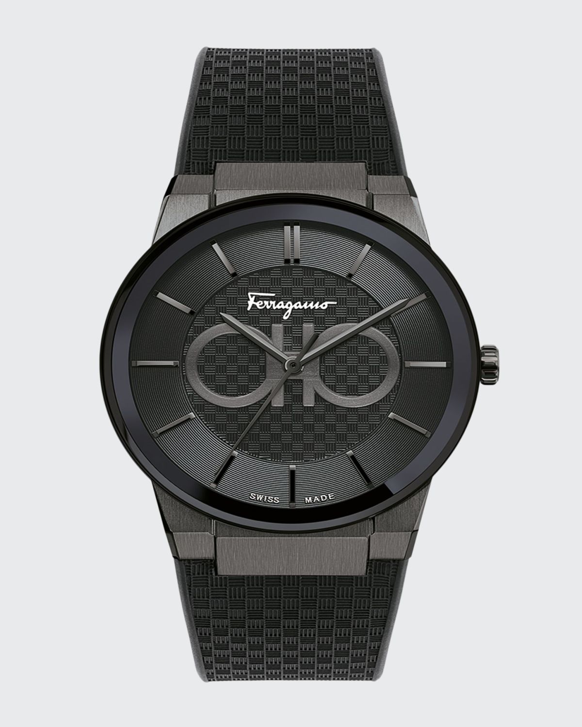 Ferragamo Men's 41mm IP Black/Rubber Watch - Men's Jewelry And Watches