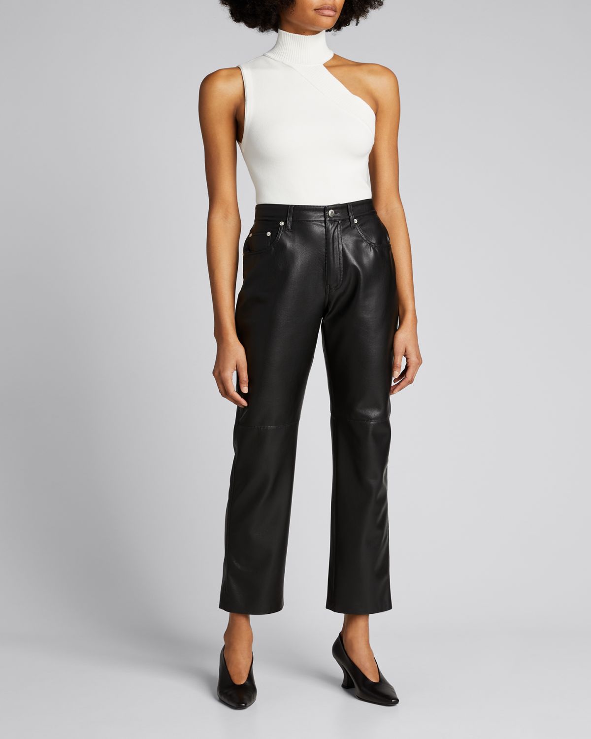 ALICE + OLIVIA Kiki Multi-Stitch Turtleneck Cutout Tank