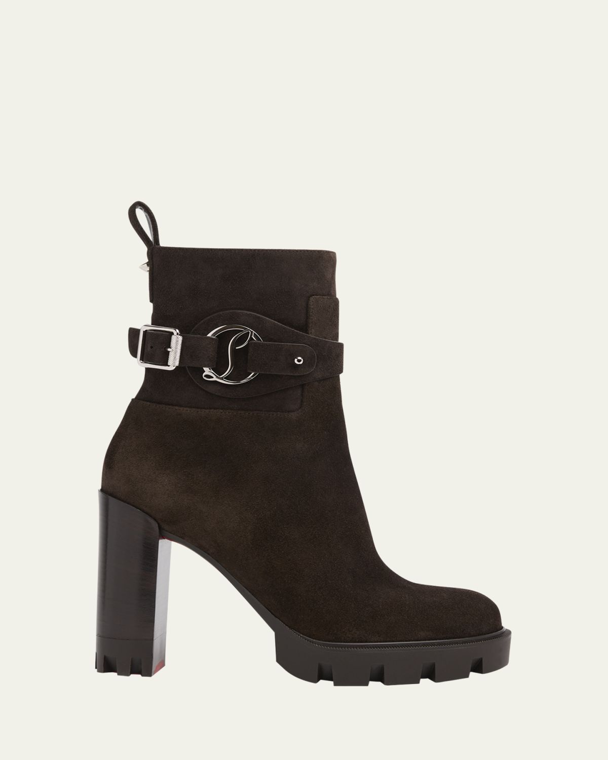 Christian Louboutin 100mm Dianouchette Suede Red Sole Ankle Booties